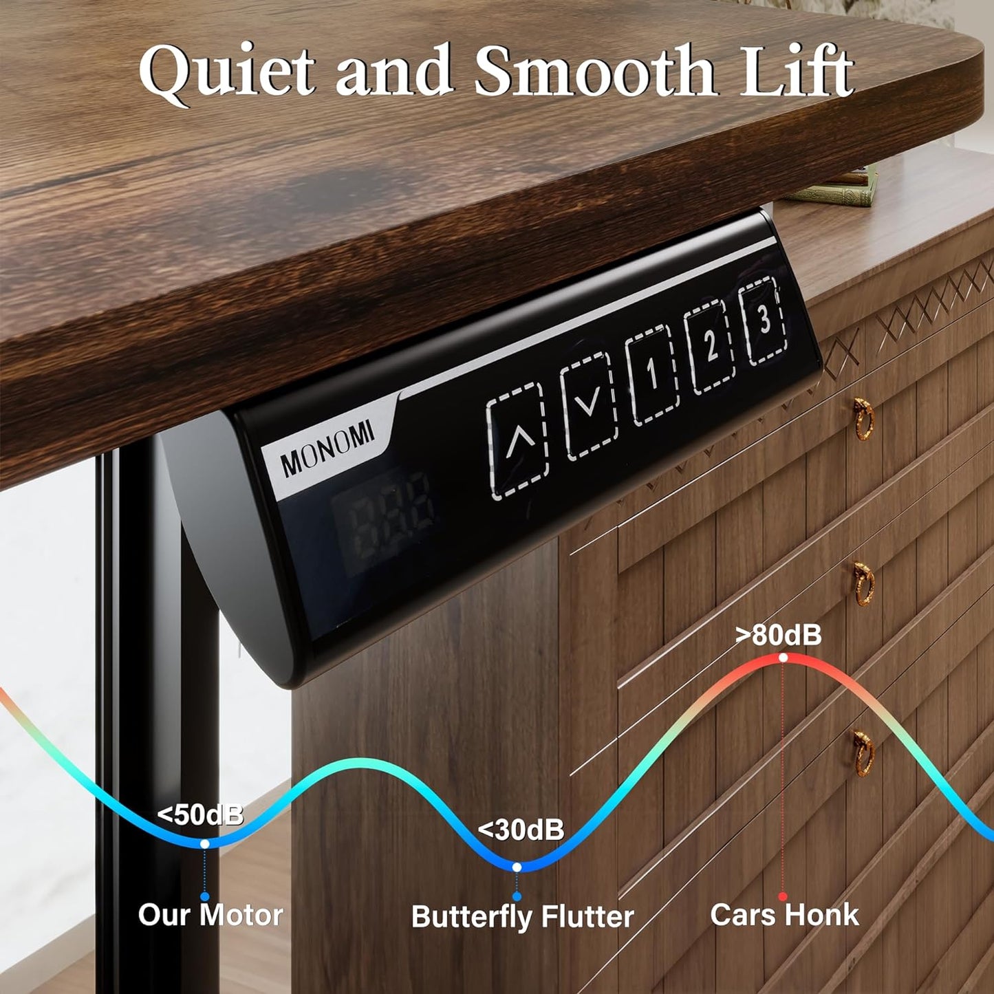 Monomi Electric Standing Desk, 71 x 31.5 inches Height Adjustable, Ergonomic Home Office Sit Stand Up Desk with Memory Preset Controller (Rustic Brown Top/Black Frame)