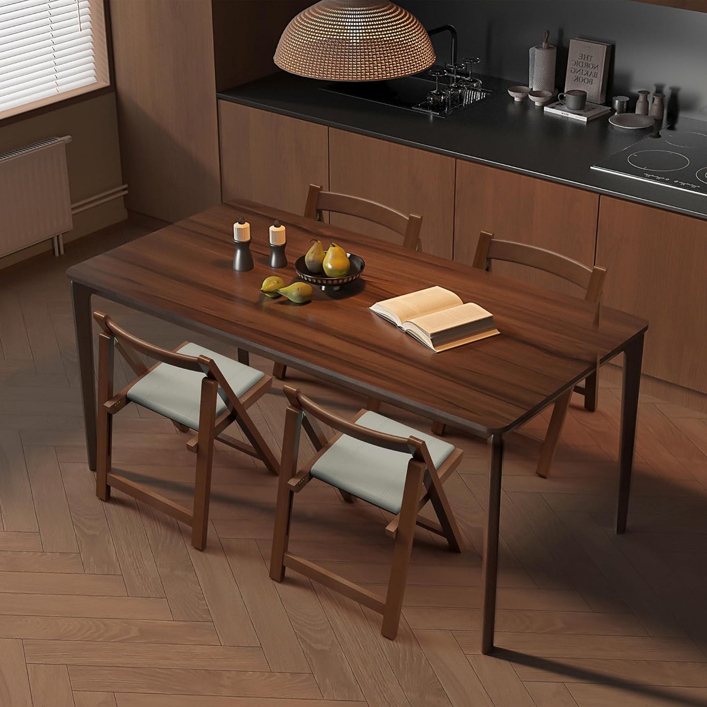 Premium Solid Wood Folding Chair – Nordic Style Padded Seat, Space-Saving, Portable, for Dining Room, Office, Event & Outdoor Use