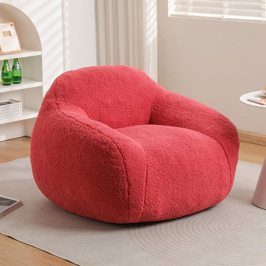 Furniliving Bean Bag Chair, Oversized Bean Bag Couch for Adults Comfy Bean Bag Sofa with Back Support, Giant Bean Bag Chair Stuffed Floor Sofa for Living Room Bedroom Dorm Office, Teddy, Rose Red
