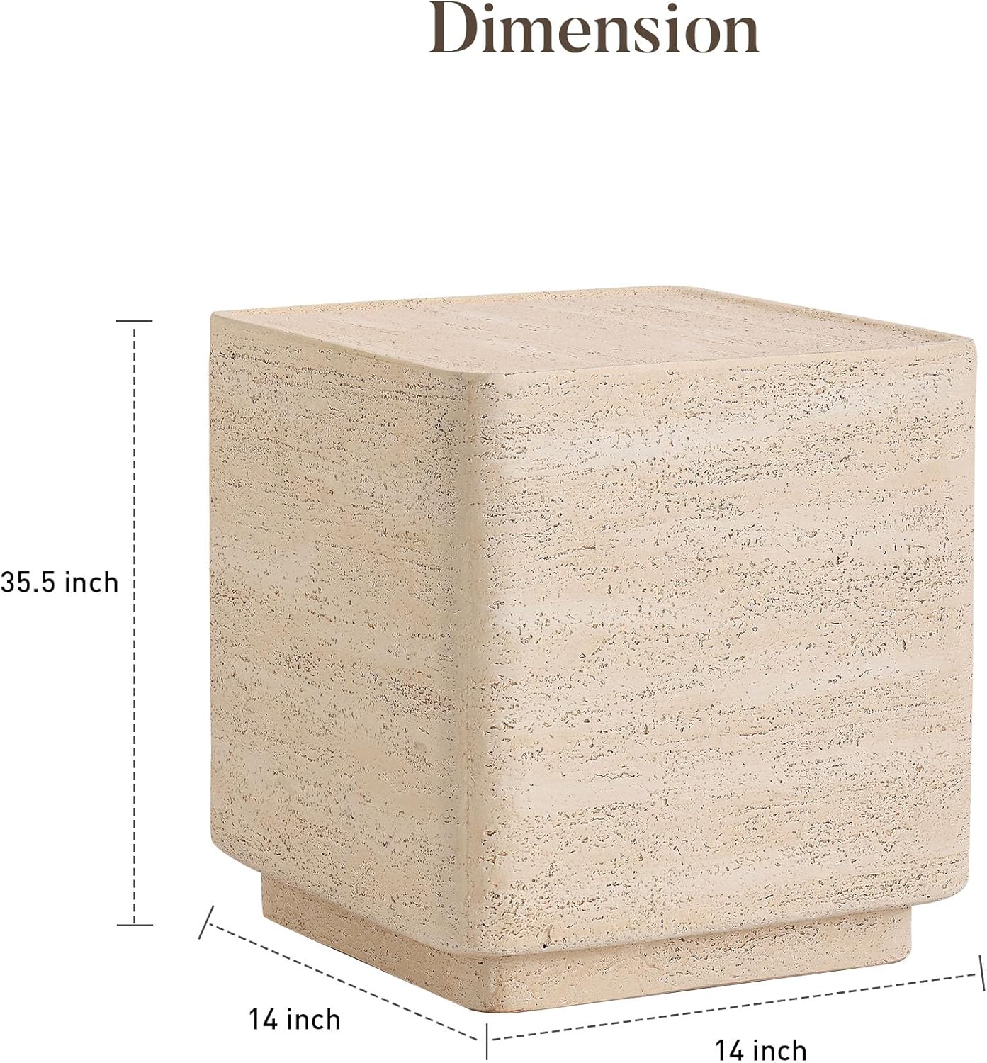 COSIEST 14.4" Outdoor Side Table, Rectangular Concrete End Table for Patio Small Outdoor Coffe Tables, Garden Stool Accent Table for Livingroom, Porch, Deck, Balcony & Beach，Sandy Yellow