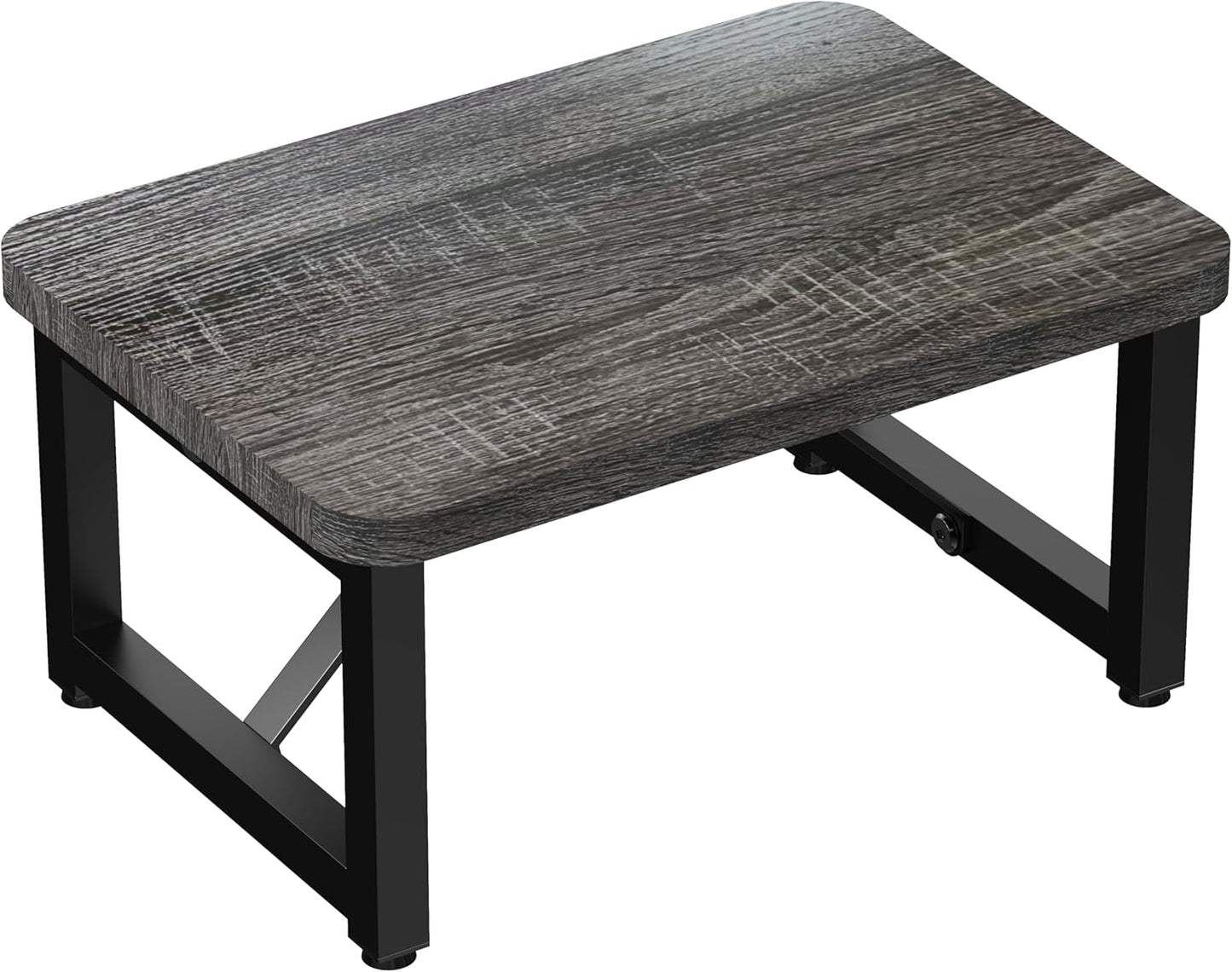 One Step Stool, Wooden Foot Stool for Adults, Small Stepping Stool for Bed and Closet, Heavy Duty Step for Kitchen, Dorm, and Indoor Use, Dark Gray