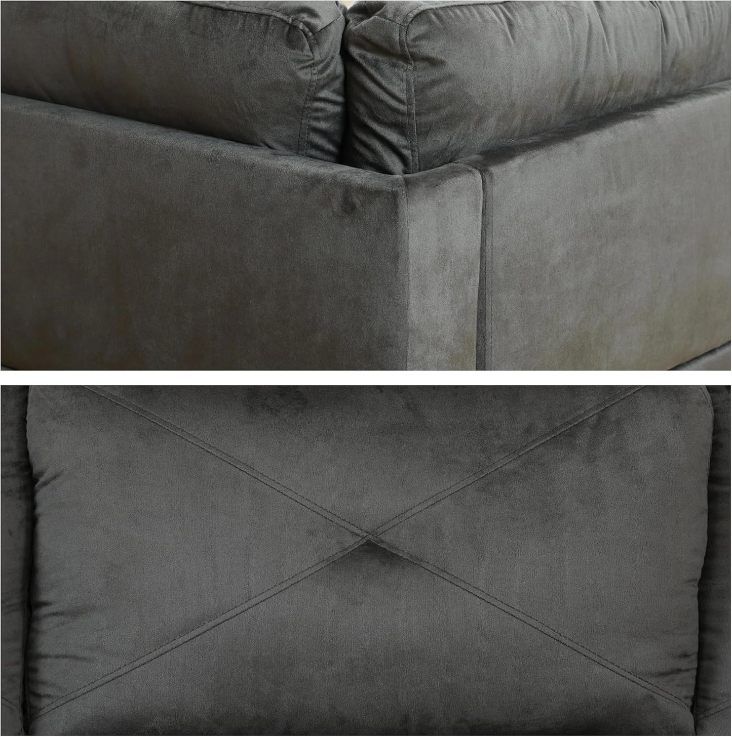 L-Shaped Sectional Sofa with Ottoman, Right-Facing Modern Microfiber Couch for Living Room, Bedroom, Office, Espresso