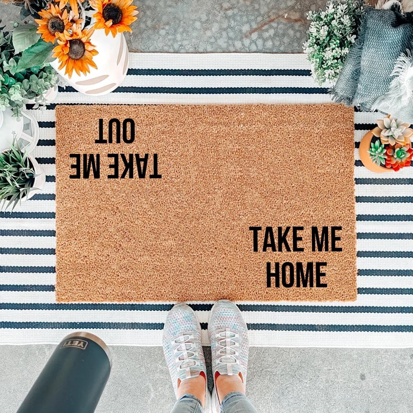 Funny Coir Doormat Take Me Home Take Me Out Front Door Mat Entryway Outdoor Mat with Heavy Duty Front Porch Decor Patio Welcome Mats Entry Natural Coconut Brown Novelty Gift Mat 23.7 x 15.7 inch
