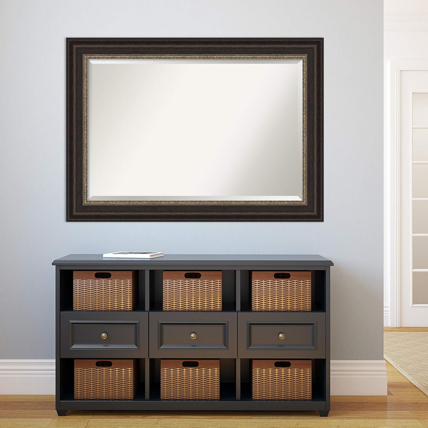 Amanti Art Bronze Bathroom Mirror for Over Sink, 31x43 Paragon Bronze Rectangle Vanity Mirror, Large Traditional Frame, Hangs Horizonally and Vertically, Bathroom Wall Decor, Beveled Edge