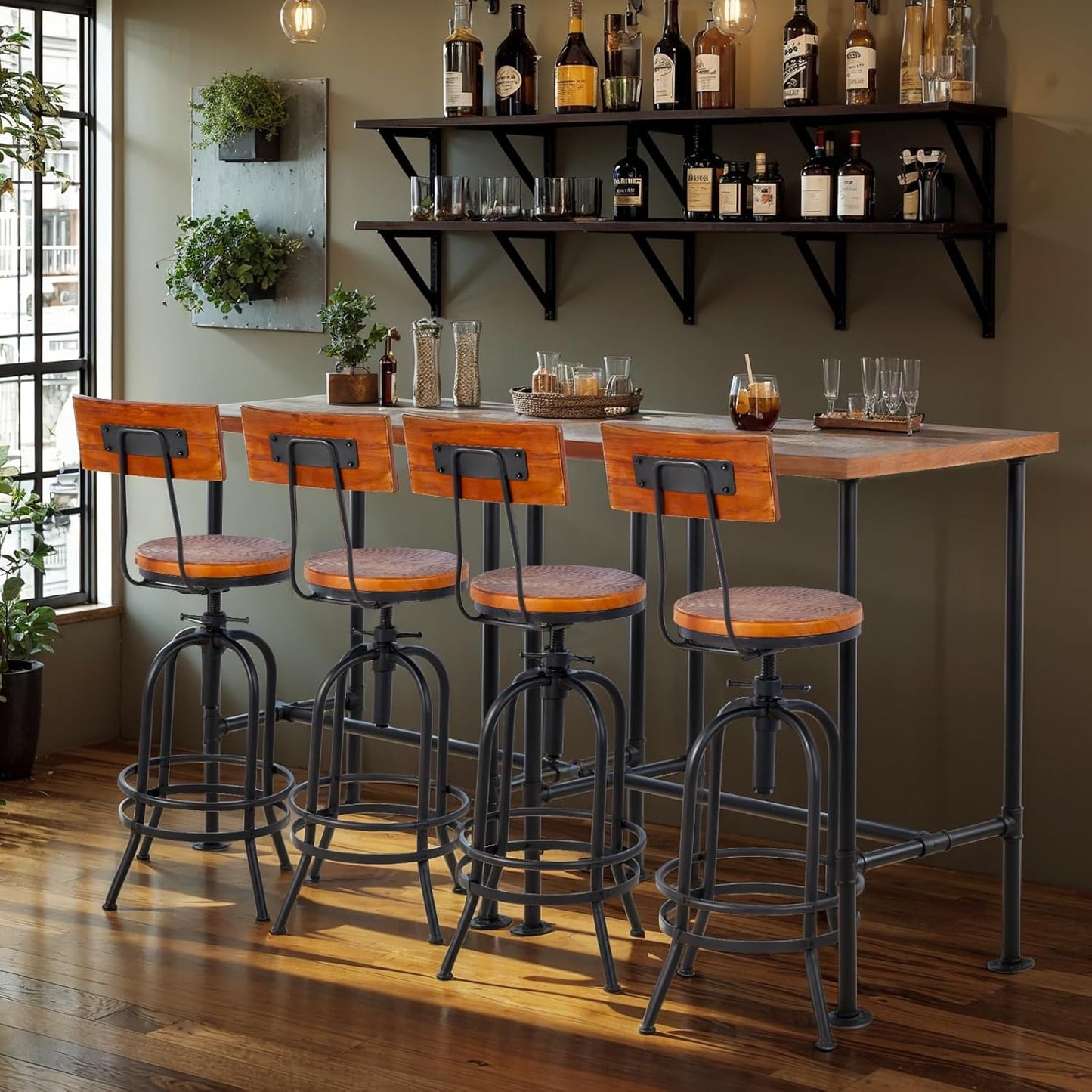 Rustic Dinner Table for Kitchen Dining Room 41.3inch Height Industrial Rectangle Bar Table Farmhouse Narrow Pub Table Vintage Display Stand in Hallway