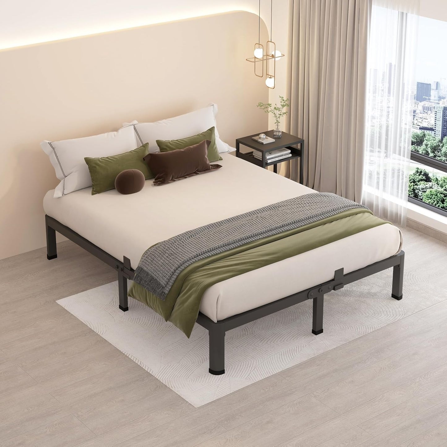 MAF 10 Inch King Metal Platform Bed Frame with Round Corner Legs, 3000 LBS Heavy Duty Steel Slats Support, Noise Free, No Box Spring Needed, Easy Assembly