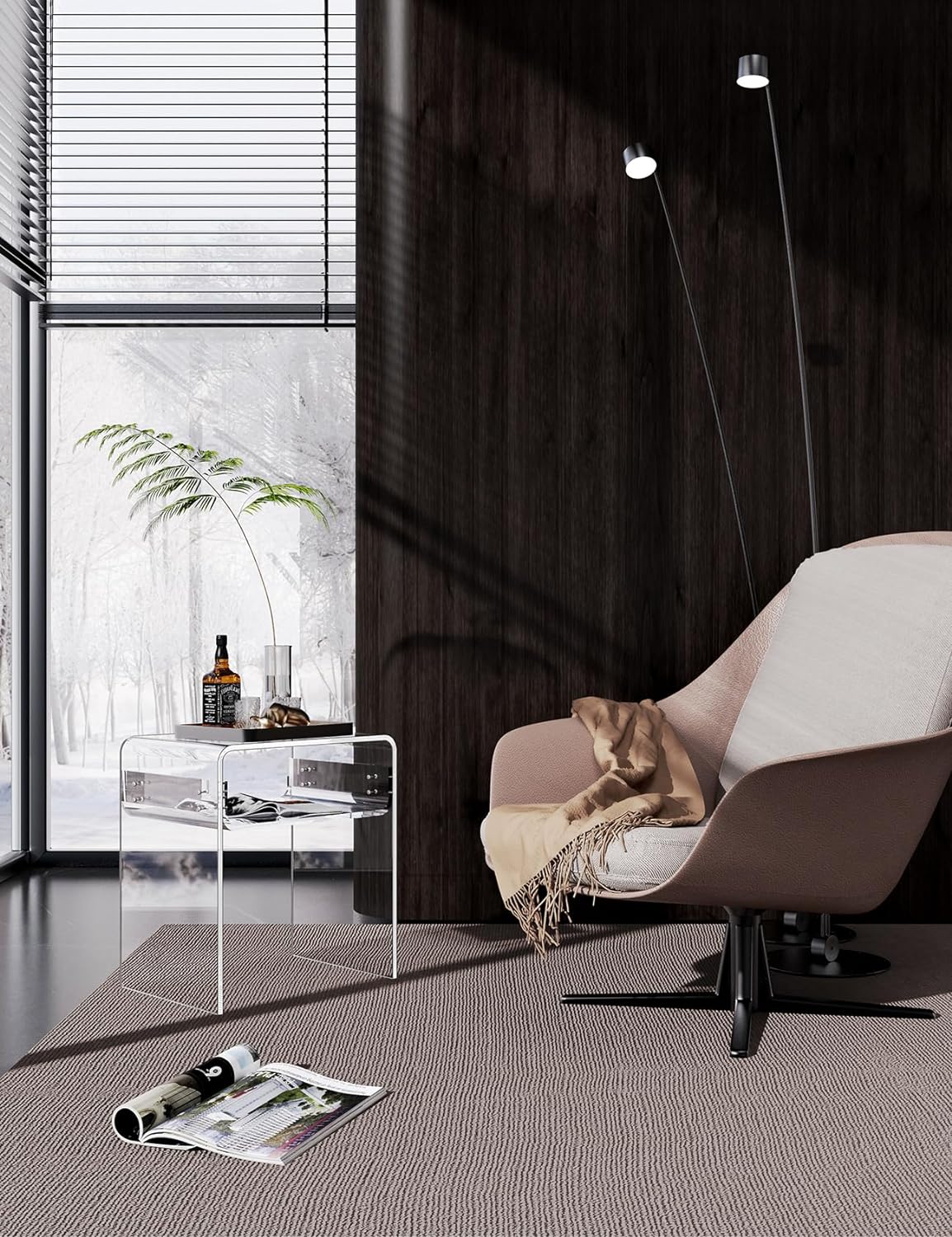 Clear Acrylic End Table 2-Tier Bedside nightstand for Living Room Bedroom Home Decor (Clear)