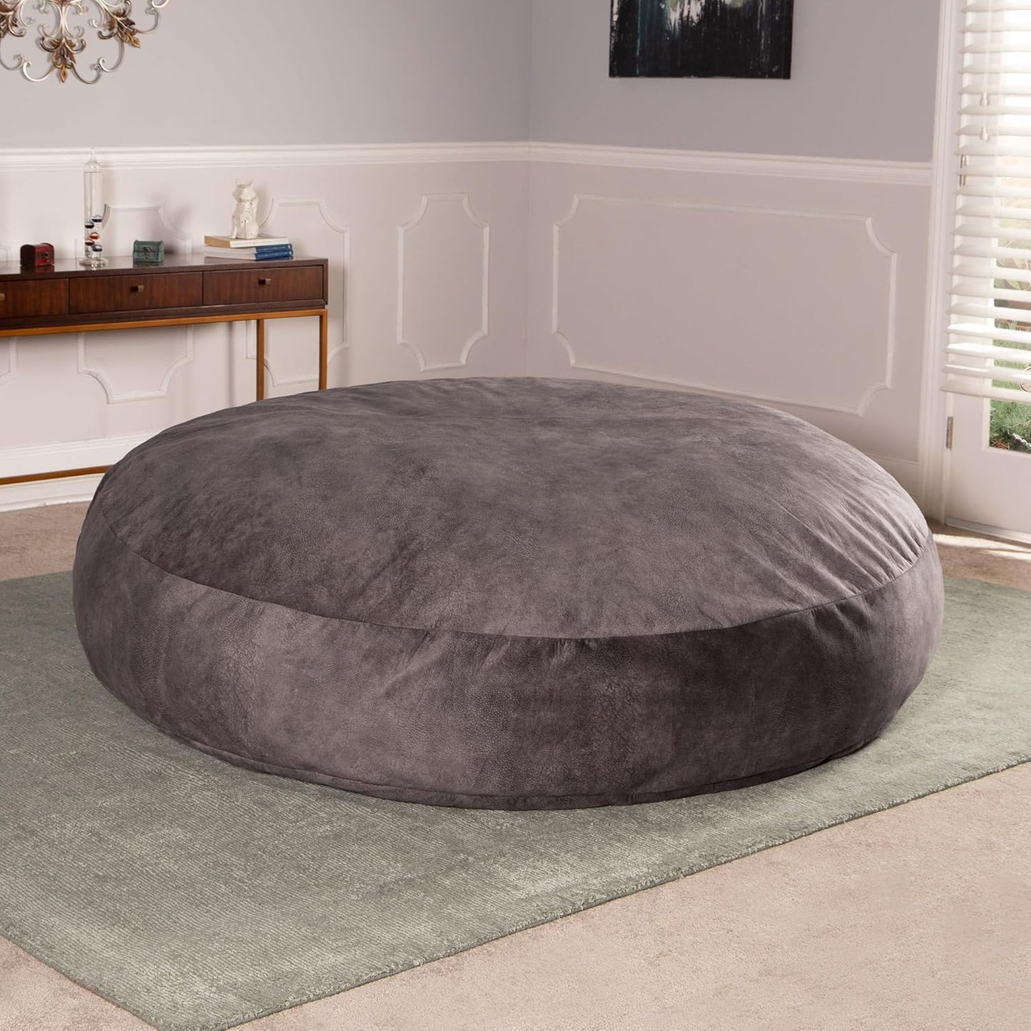 Jaxx 6 Foot Cocoon - 2-in-1 Convertible Bean Bag Bed & Large Bean Bag Chair for Adults - Padded Microvelvet, Pewter