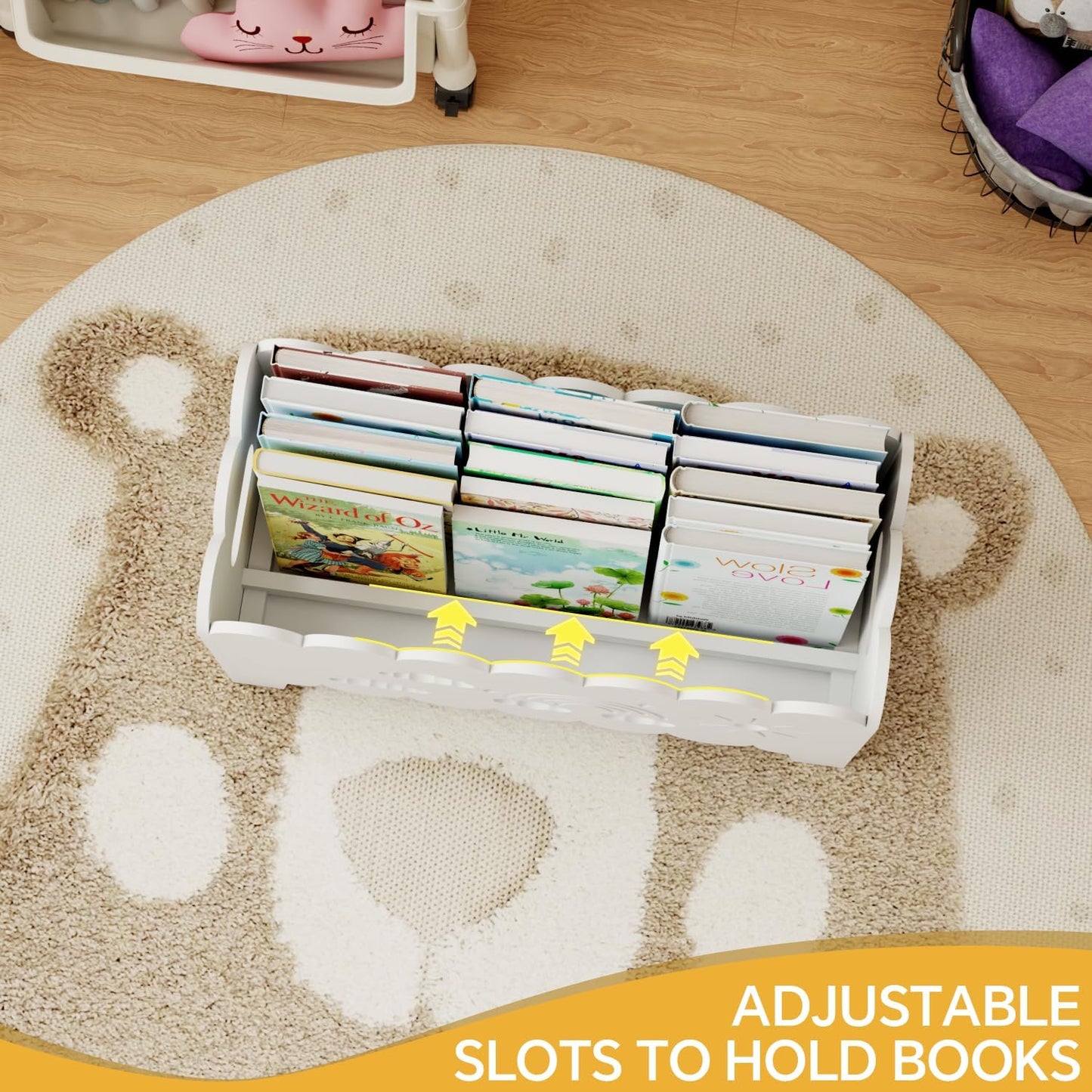 Wood Kids Bookshelf, Montessori Bookshelf, Suitable Kids Rooms, Nursery & Classroom, Kids Bookshelf and Toy Storage, Toddler Book Rack, Nursery Book Shelves, Kids Bookcase