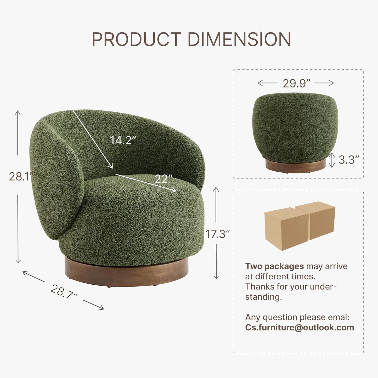 Swivel Accent Chair Round Barrel Armchair Upholstered Performance Fabric for Living Room Bedroom Waitingroom,2 Box,Moss Green