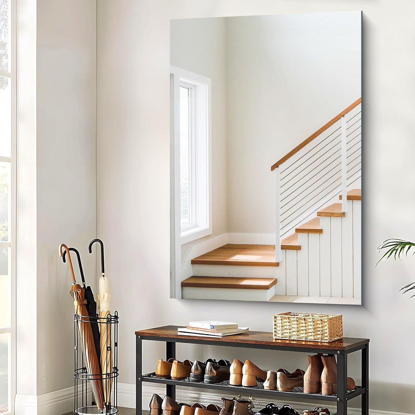 Large Frameless Mirror, 55x36 Frameless Bathroom Mirrors for Over Sink, Upgraded Shatterproof Rectangular Wall Mirror for Bathroom,Bedroom,Living Room and Entryway