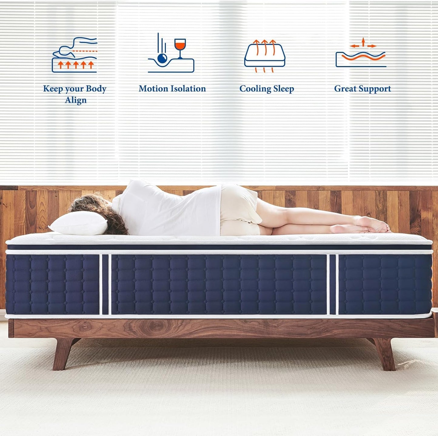 Coolvie Full Size Mattress 14 Inch, Hybrid Full Mattress in a Box, 4 Layer Premium Foam with Pocket Springs for Motion Isolation and Pressure Relieving, Medium Firm Feel, 100-Night Trial