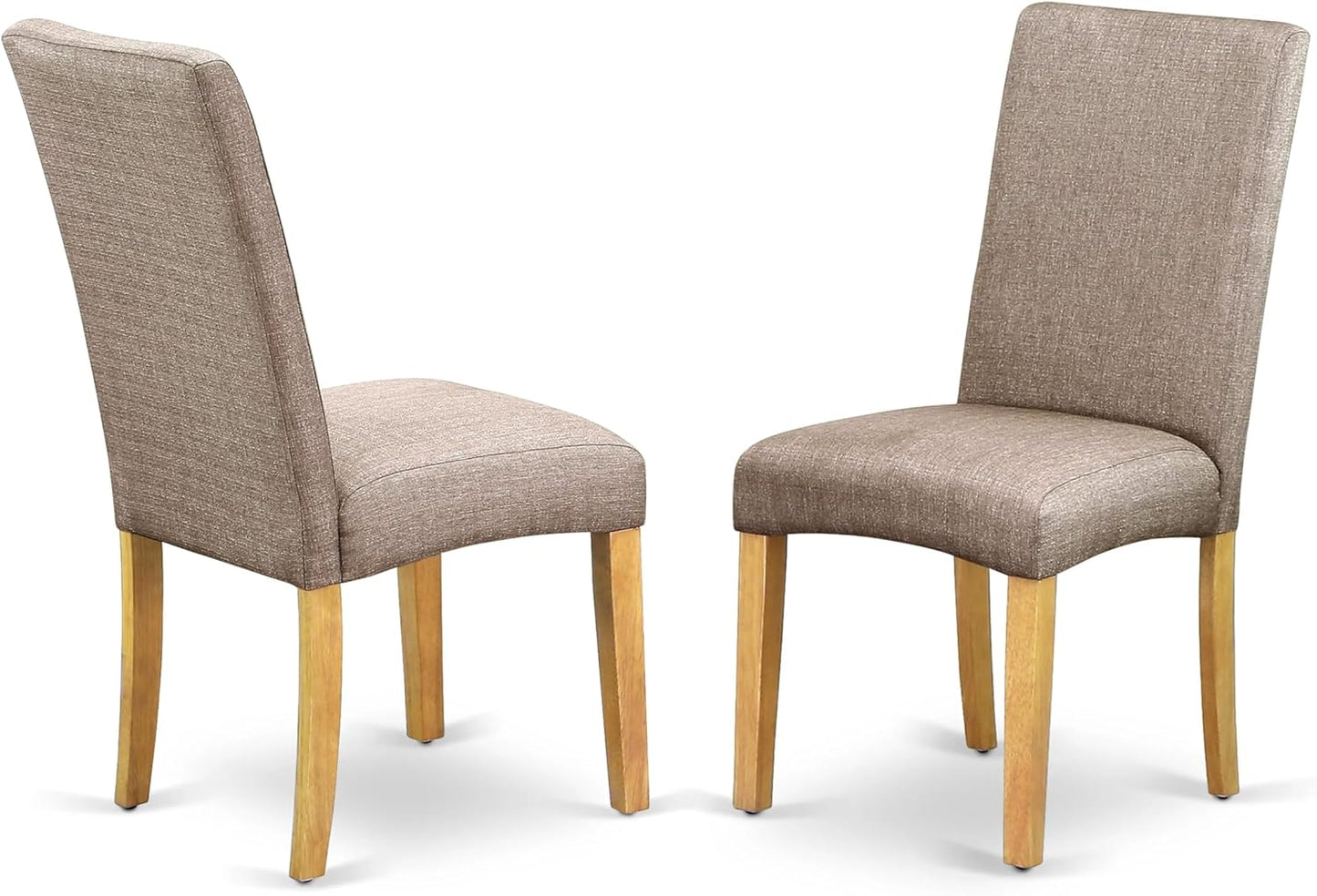 East West Furniture ANDR3-OAK-16 3 Piece Dining Table Set Contains a Round Kitchen Table with Pedestal and 2 Dark Khaki Linen Fabric Upholstered Kitchen Chairs, 36x36 Inch, Oak