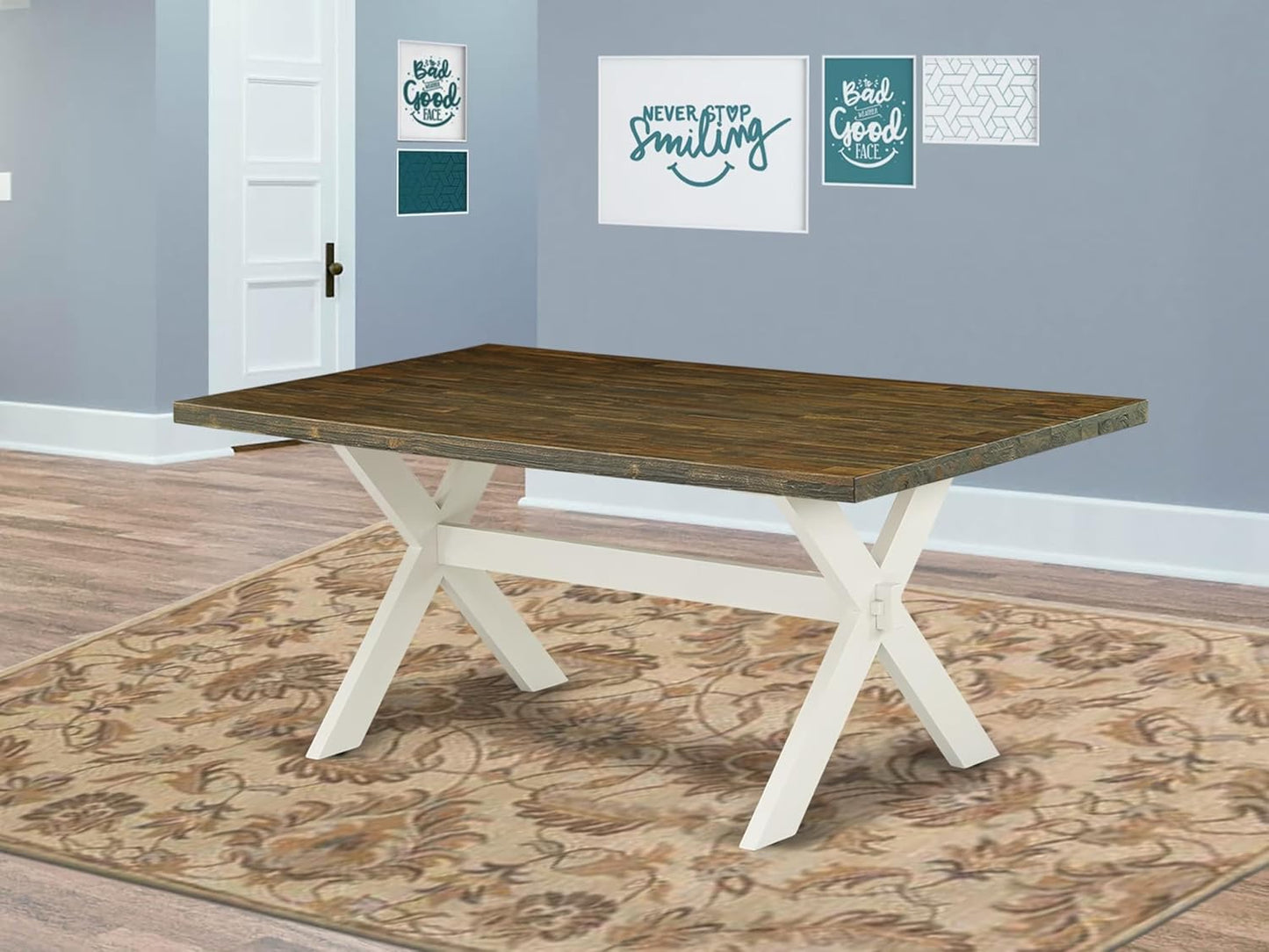 East West Furniture XT077 X-Style Modern Dining Table - a Rectangle Wooden Table Top with Stylish Legs, 40x72 Inch, Multi-Color