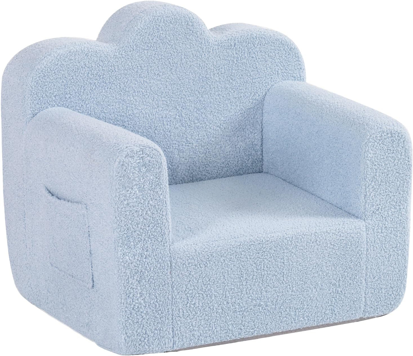 Tiita Kids Couch Plush Toddler Chair, Cloud-Like Glow in The Dark Kids Sofa Toddler Reading Chair with Washable Cover Carrying Handle, Convertible Children Sofa Chair for Girls and Boys