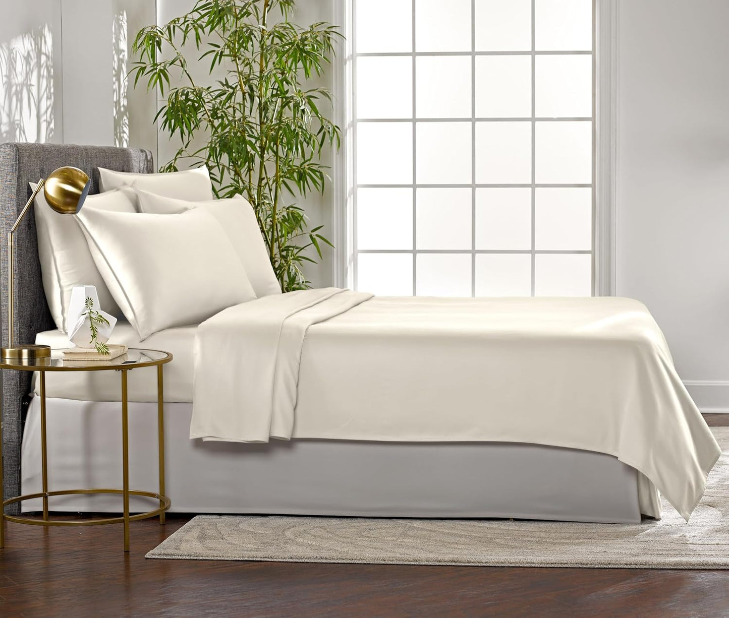 Pure Bamboo Queen Sheets, Genuine 100% Organic Viscose Derived from Bamboo Bed Sheet Set, Luxuriously Soft & Cooling, Double Stitching, 2 Year Quality Promise (Queen, Ivory)