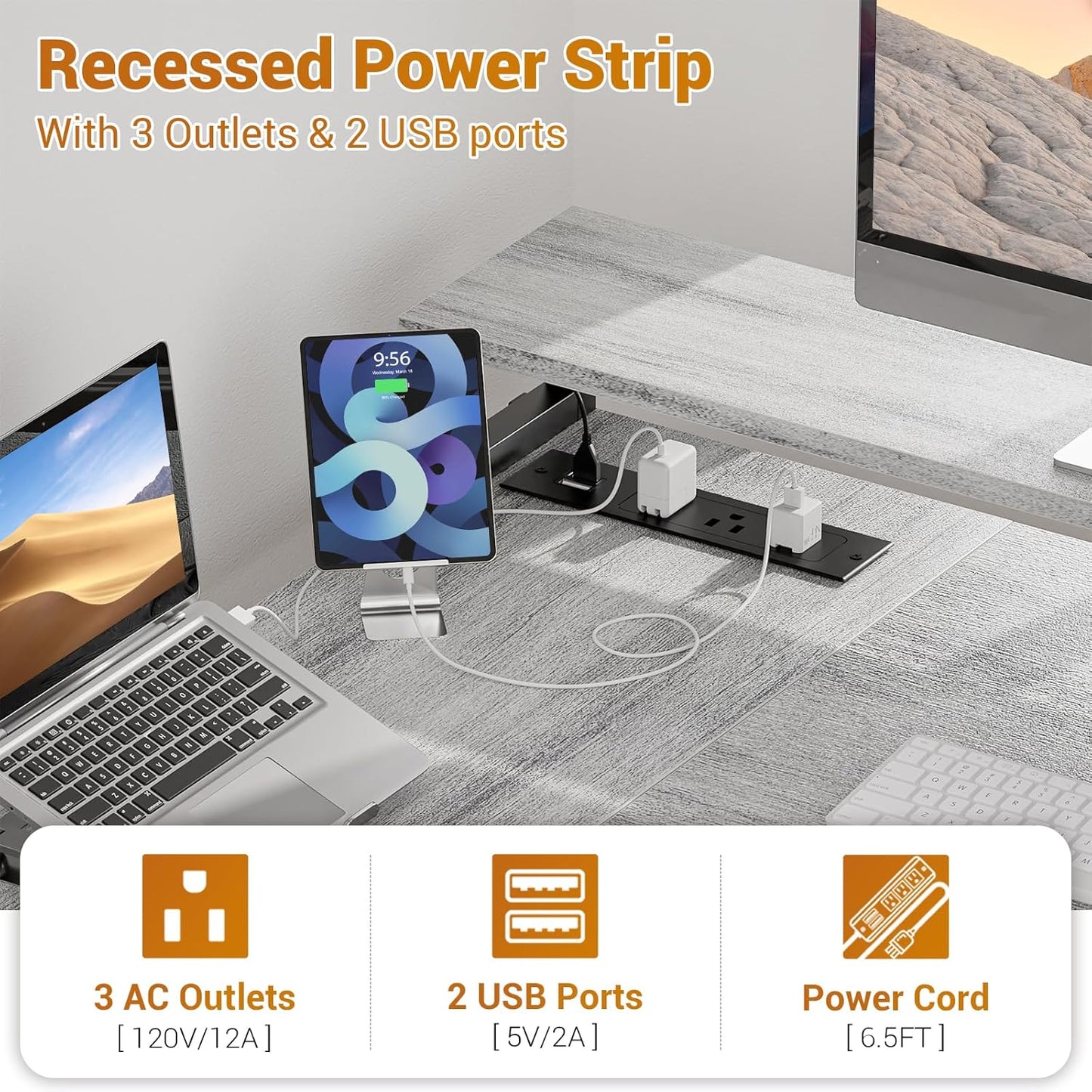 Aheaplus L Shaped Desk with File Drawer, Reversible L Shaped Computer Desk Gaming Desk with Power Outlet & LED Strip, Home Office Desk with Monitor Shelf, Corner Desk with Storage Shelves, White Oak