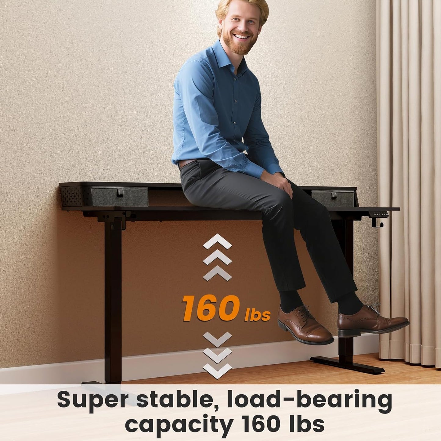 Standing Desk with Drawers and Brushless Motor,Electric Height Adjustable Desk for Walking Pad,Ergonomic Stand Up Desk for Home Office & Gaming,3 Memory Height Preset & Hooks(48" x 24",Black)