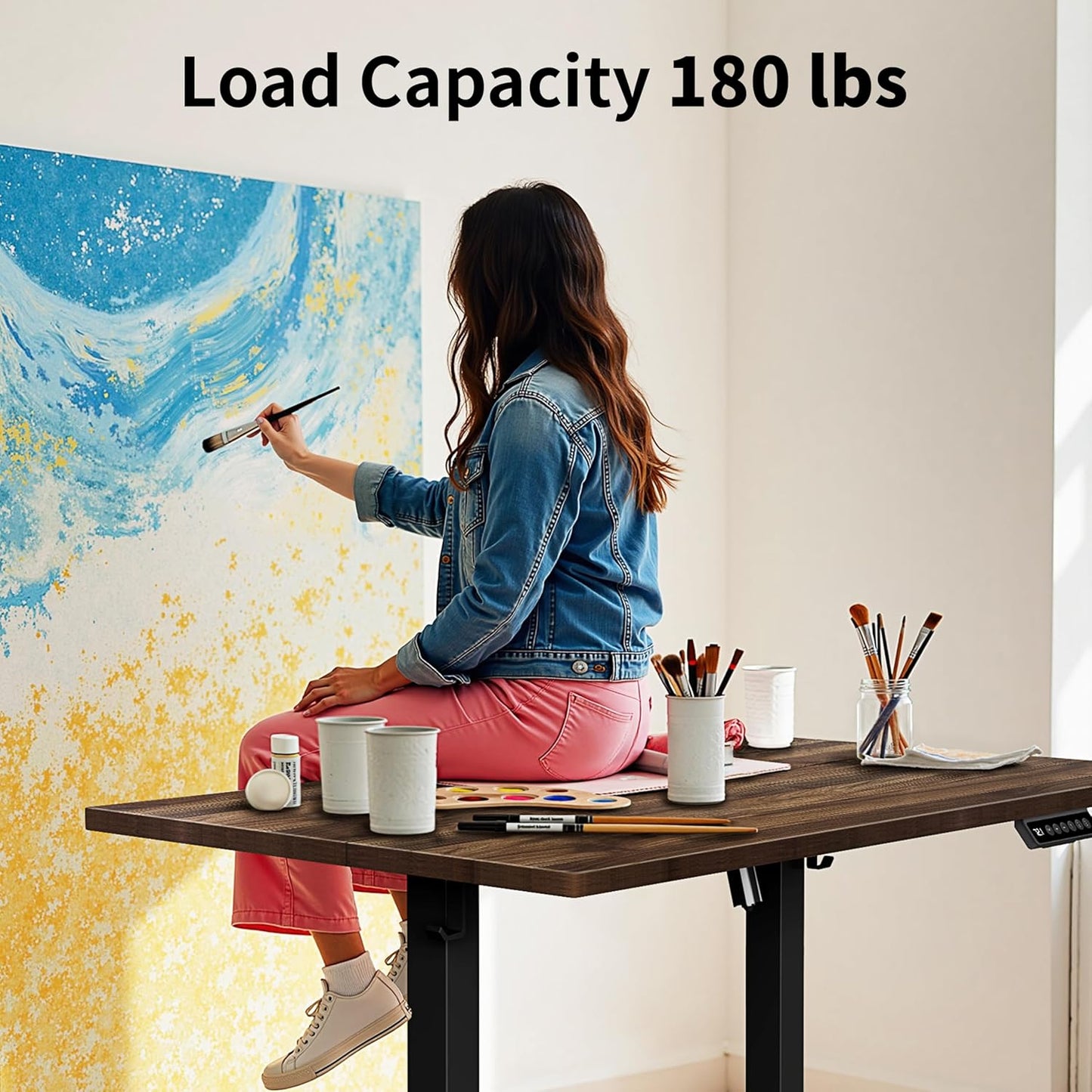 BIZUM 40x24 Inch Electric Standing Desk with Memory Presets, Quiet Motor Height Adjustable Stand Up Desk for Home Office & Gaming, Ergonomic Sit Stand Workstation，Walnut