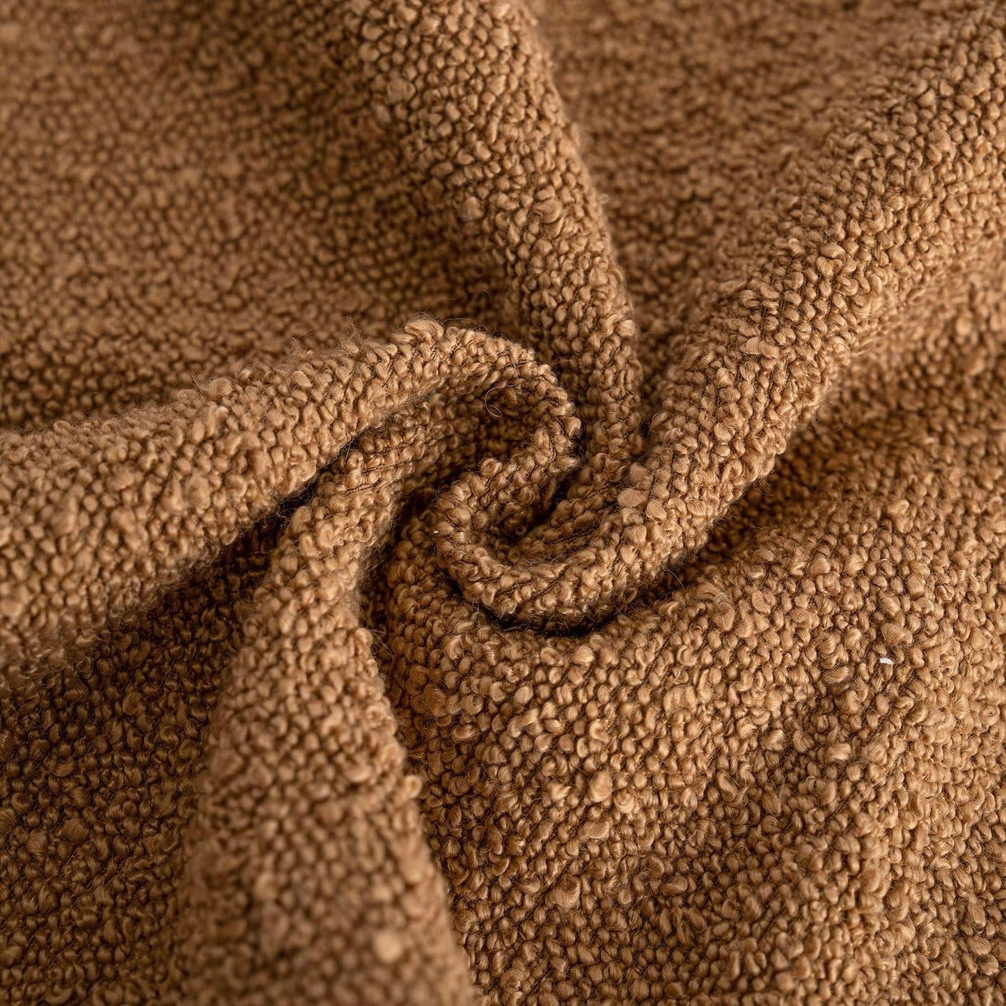 Foindtower Set of 2, Decorative Textured Boucle Throw Pillow Covers Accent Solid Pillow Cases Neutral Soft Couch Cushion Case for Chair Sofa Bedroom Living Room Home Decor 24 x 24 Inch Rust Tobacco