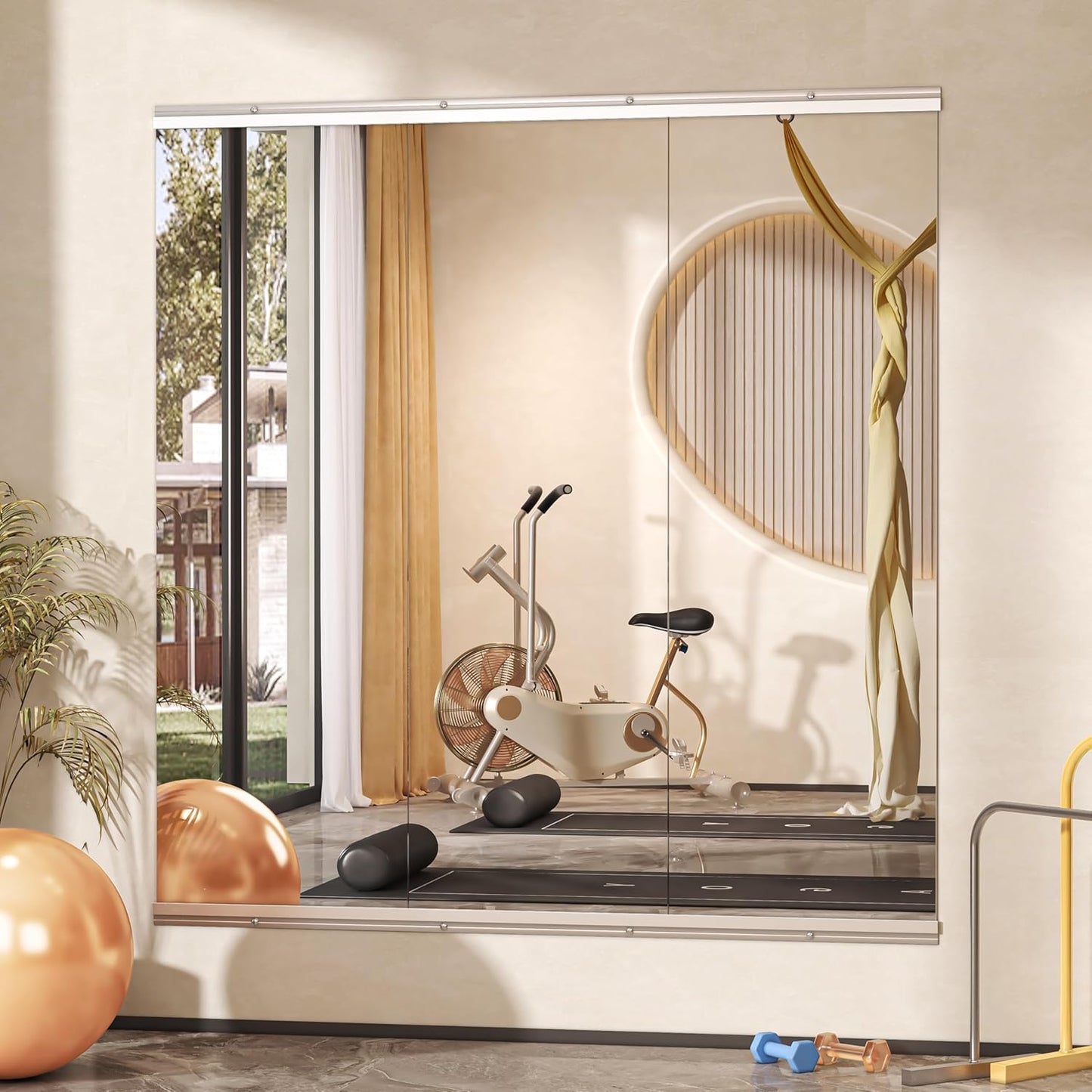 Hasipu Home Gym Mirror, 52"x17" x 3 PCS Frameless Wall Mounted Mirrors, Large Body Mirror for Home Gym, Yoga Studio, Bedroom, Silver Tempered Glass