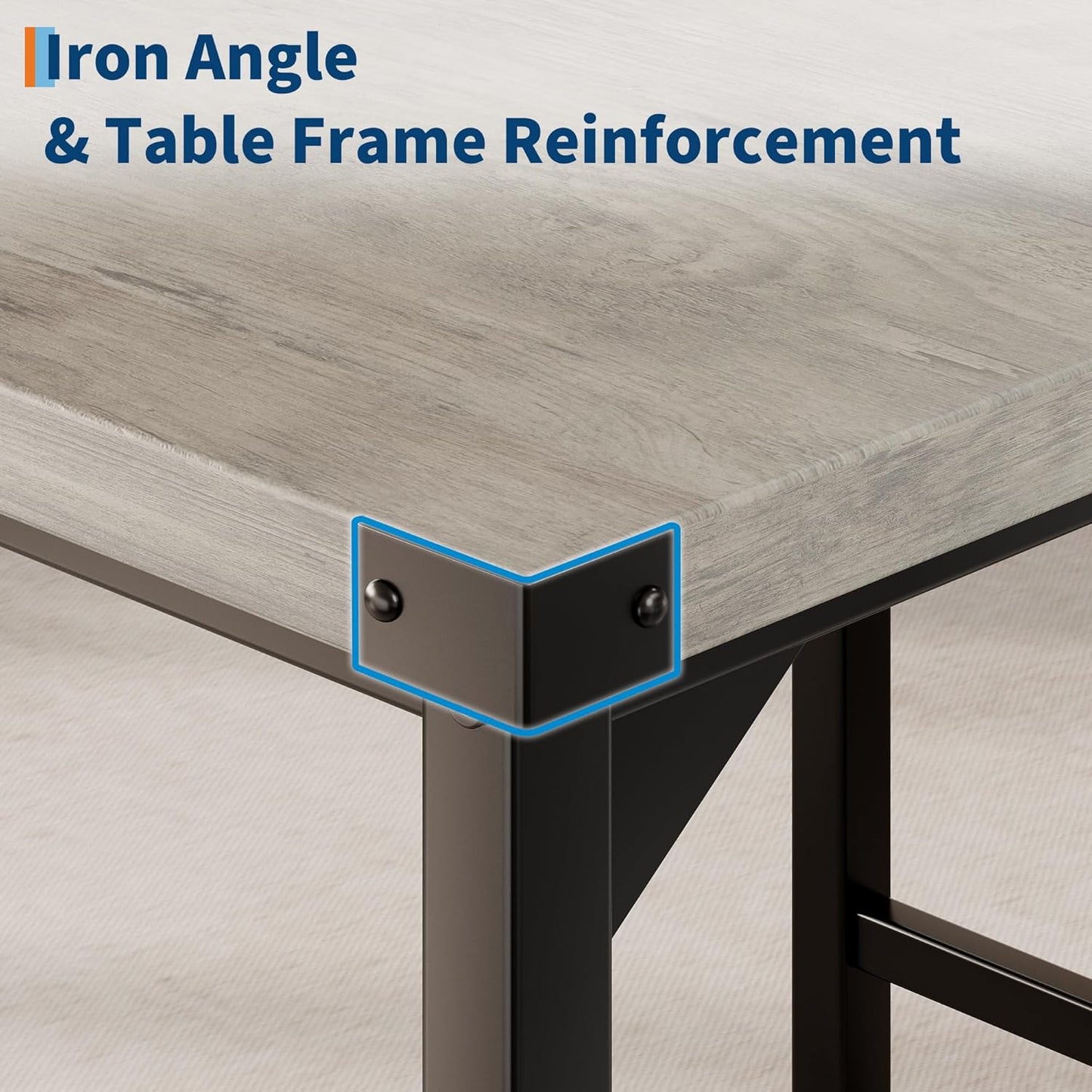 IDEALHOUSE Dining Table Set for 2 w/Counter Height Table & 2 Upholstered Bar Stools, 3-Piece Kitchen Table Set with Footrest & Corner Protector, for Kitchen Room, Apartment, Pub