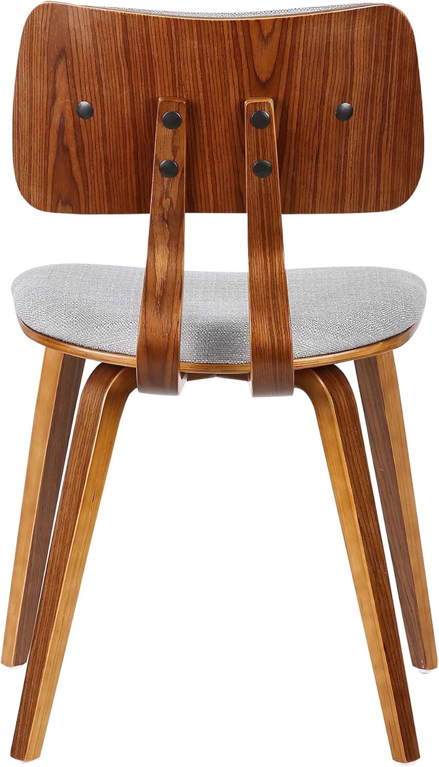 Armen Living Jaguar Mid-Century Dining Chair in Walnut Wood and Gray Fabric - Set of 6