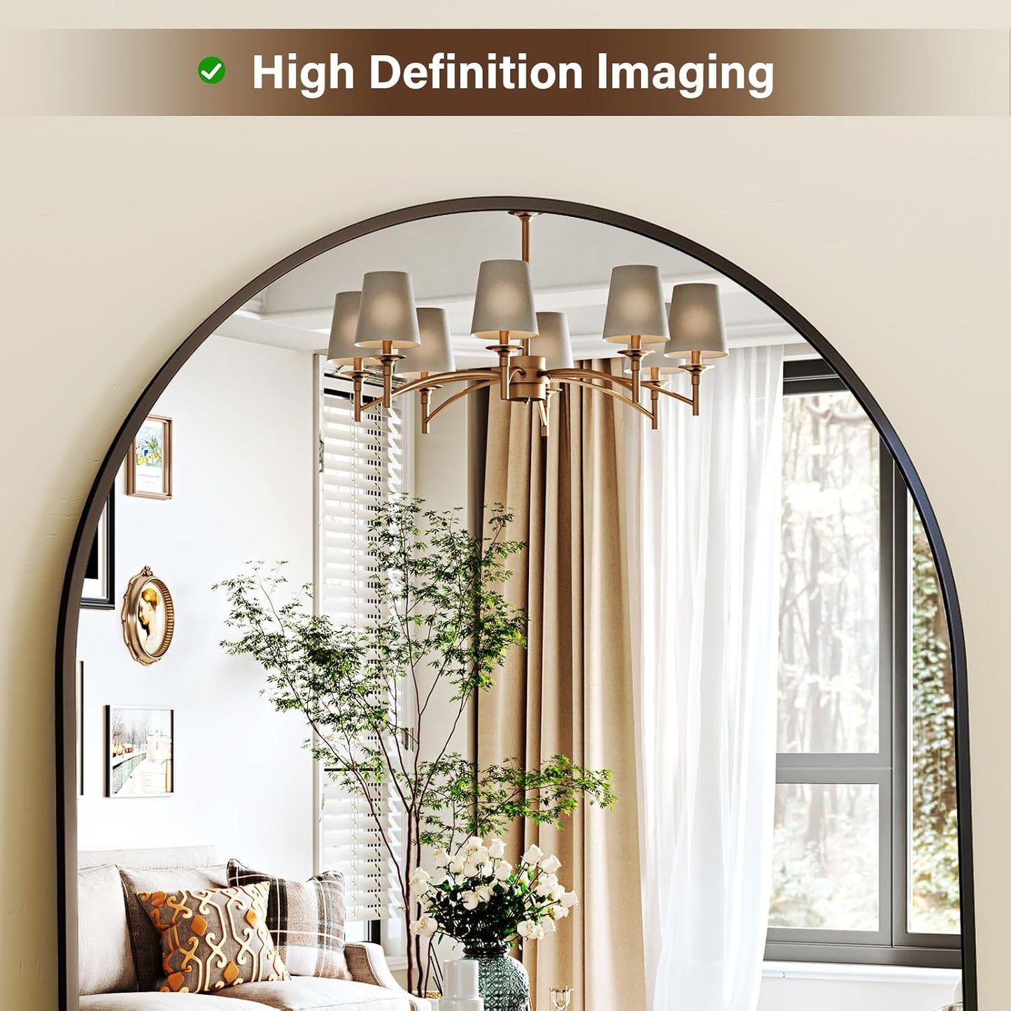 78"x38" Arched Full Length Mirror Floor Mirrors with Aluminum Alloy Frame Free-Standing Wall Mounted Floor Mirrors or Large Dressing Mirror, Black Mirror Full Length