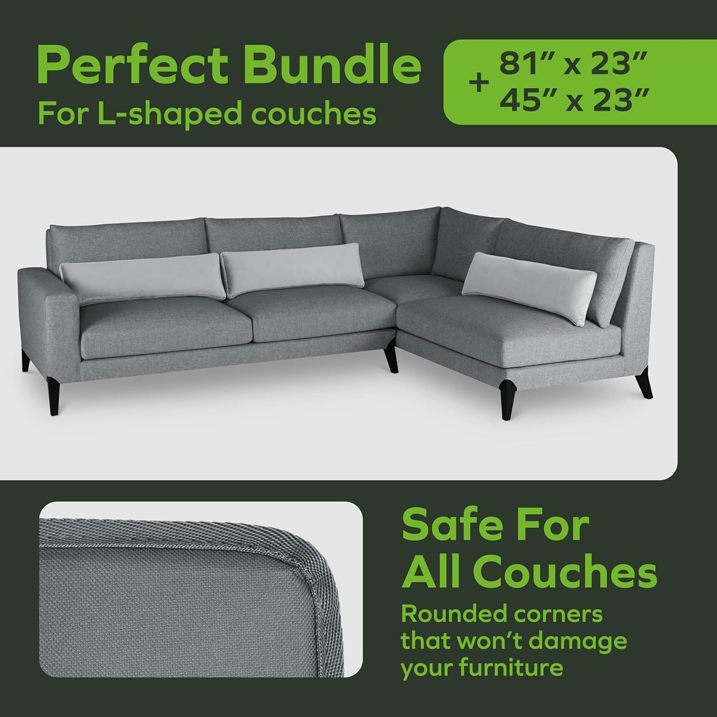 BEN'SHOME® Deep Sectional Couch Cushion Support for fix Sagging Seats - Heavy Duty Solid Wood Sofa Support Board | 81" x 23" + 45" x 23" Under Cushion Insert Set | Non-Slip | 400 LB Capacity Each