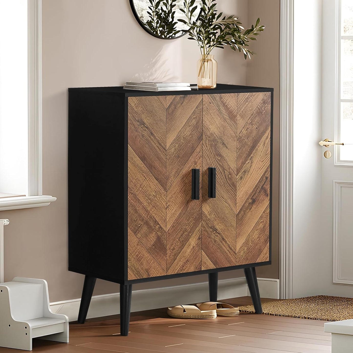 Storage Cabinet with Adjustable Shelf & Doors, Sideboard Buffet Cabinet with Storage, for Dining Room, Living Room, Entryway, Black