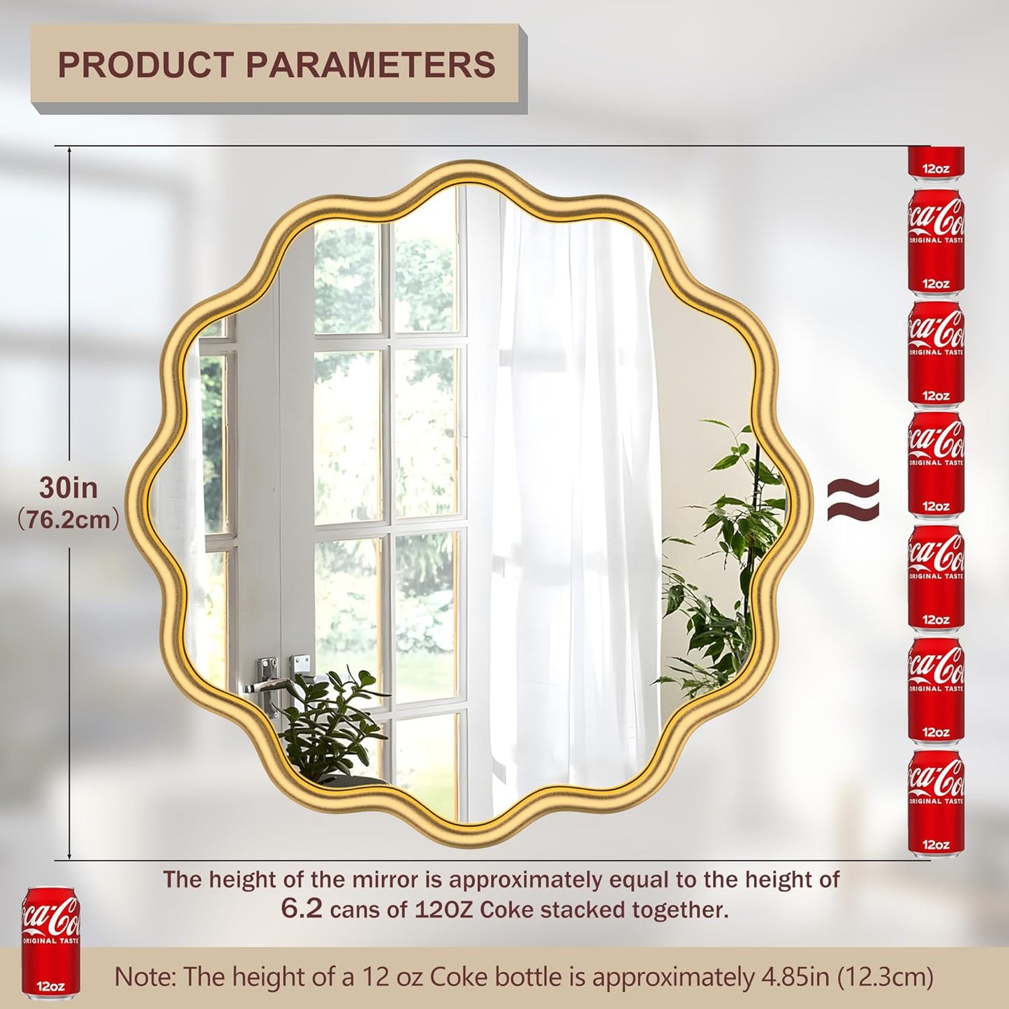 PROHOMEWARE Gold Round Mirror 30 Inch Wavy Bathroom Vanity Mirror Gold Frame Modern Wall Mirror Decorative Wall-Mounte Anti-Rust, Tempered Glass