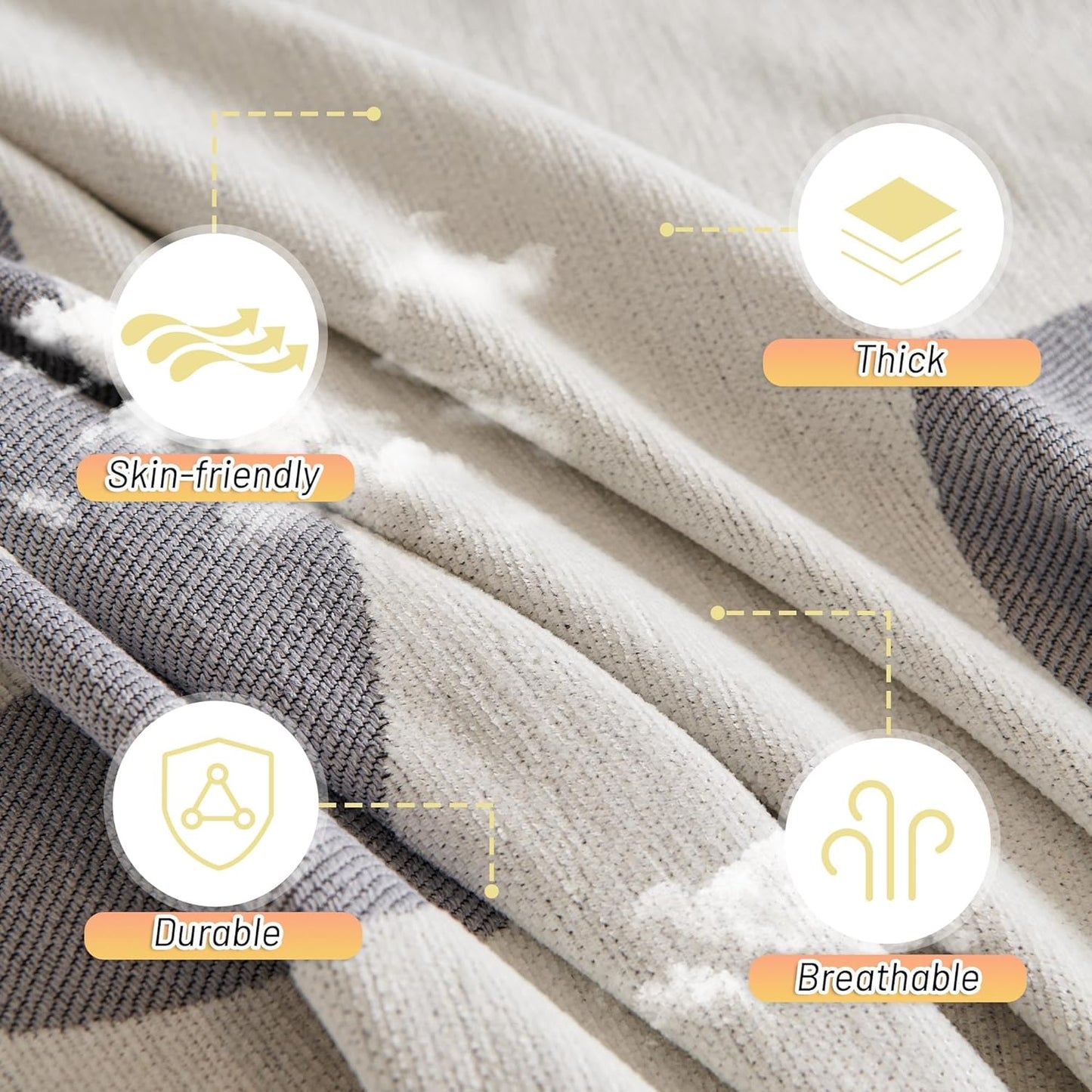 MYSKY HOME Couch Cover for 3 Cushion Sofa, Super Soft Boho Couch Covers for Dogs Washable, Jacquard Sofa Slipcover Furniture Protector for Living Room, 91" x 150", Grey Curve