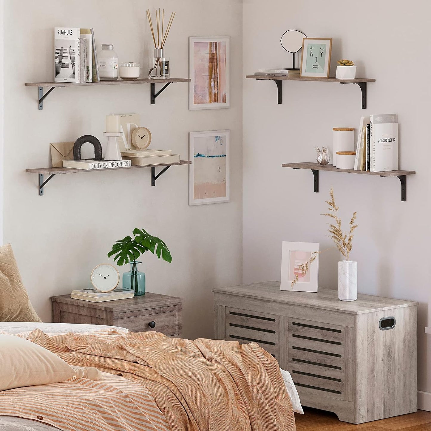 DINZI LVJ Storage Chest, Flip-Top Wooden Toy Box with 2 Safety Hinges, Retro Entryway Shoe Storage Bench, Sturdy Large Storage Trunk for Living Room, Bedroom, Easy Assembly, Greige