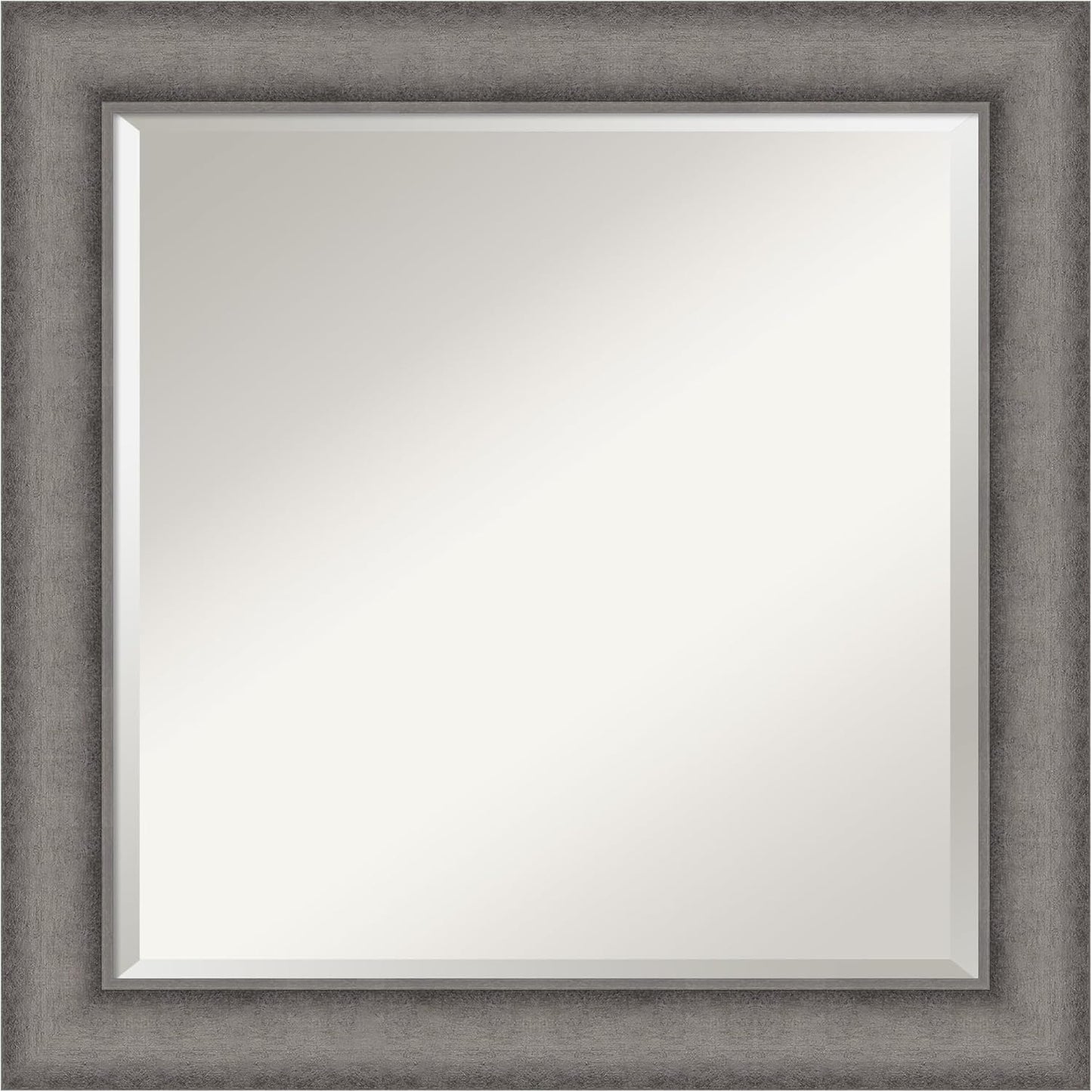 Amanti Art Grey Wall Mirror 25x25 Burnished Concrete Square Bathroom Mirror for Wall Decor Living Room, Medium Modern Contemporary Wood Frame, Hangs Horizonally and Vertically, Bathroom Decor, Beveled