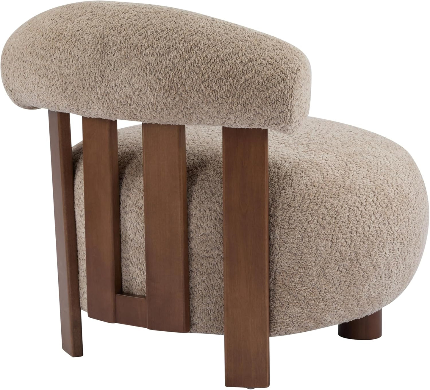 Christopher Knight Home Elvina Boucle Fabric Accent Chair, Solid Wood Single Lounge Sofa, Bedroom Comfy Reading Chair, for Modern Minimalist Style Living Room/Home Office, Light Brown