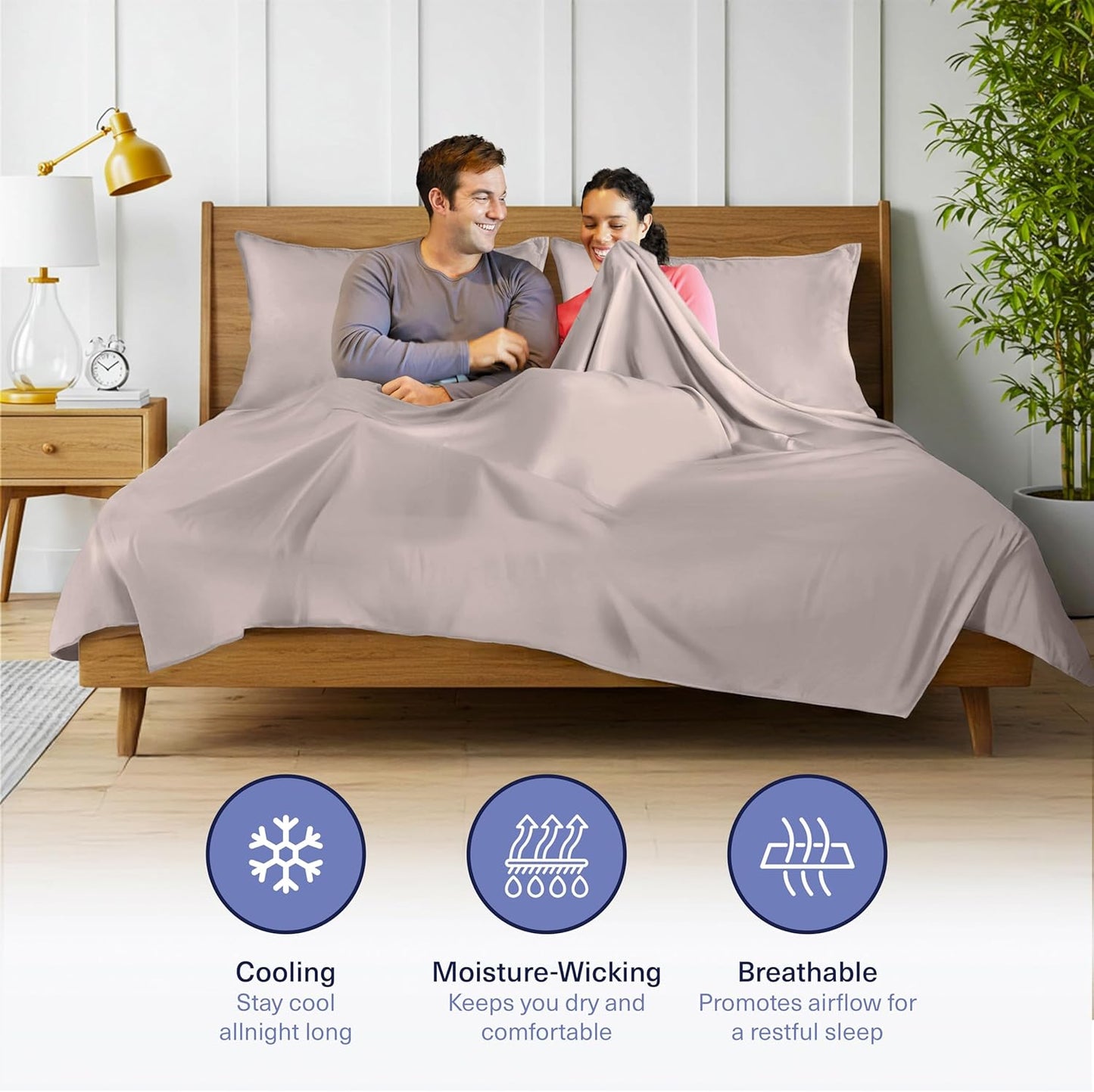 Kickoff Viscose Bamboo Sheets Full Size 4-pc 100% Organic Bamboo Viscose Bed Cooling Sheets Full Size Set Cool Bedding for hot Sleepers Sheet, Flat, Fitted, Pillowcases (Grey Mist, F)