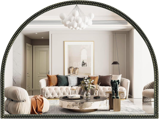 WallBeyond Black Vintage Mirror for Vanity 32x24 Inch, Gold Antique Mirror with Ornate Beaded Frame for Bathroom, Living Room, Fireplace, Entryway