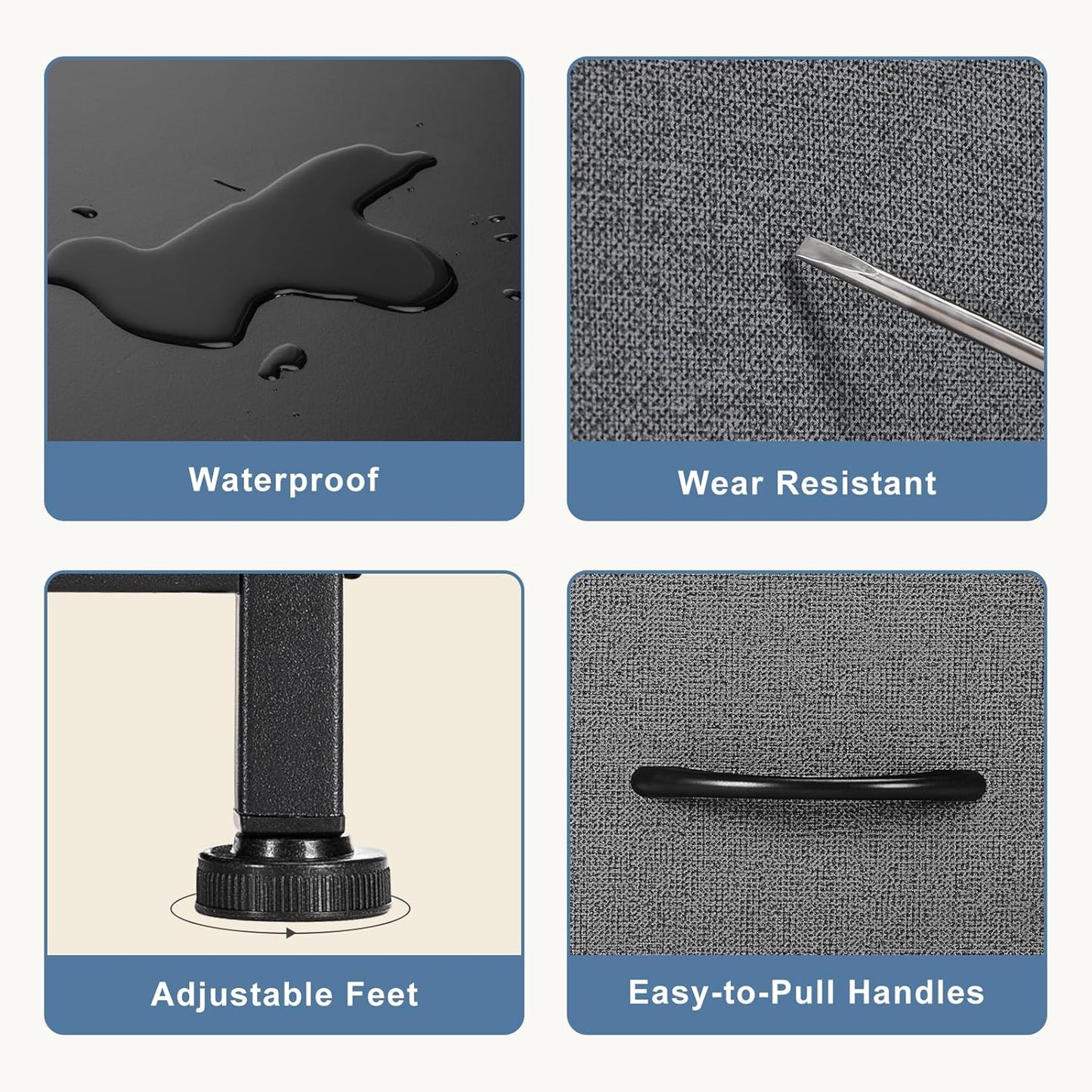 DUMOS Nightstand Set of 2, Small Dresser with 2 Fabric Drawers Side Bedroom End Table Kids Bedside Storage Furniture for 25 inch Tall Night Stand for Closet, Entryway, College Dorm, Grey, M-2 Pack