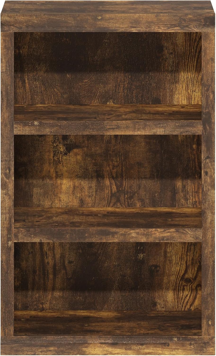 Furinno Rail 3-Tier Open Shelf Bookcase with Classic Style Edges, Amber Pine