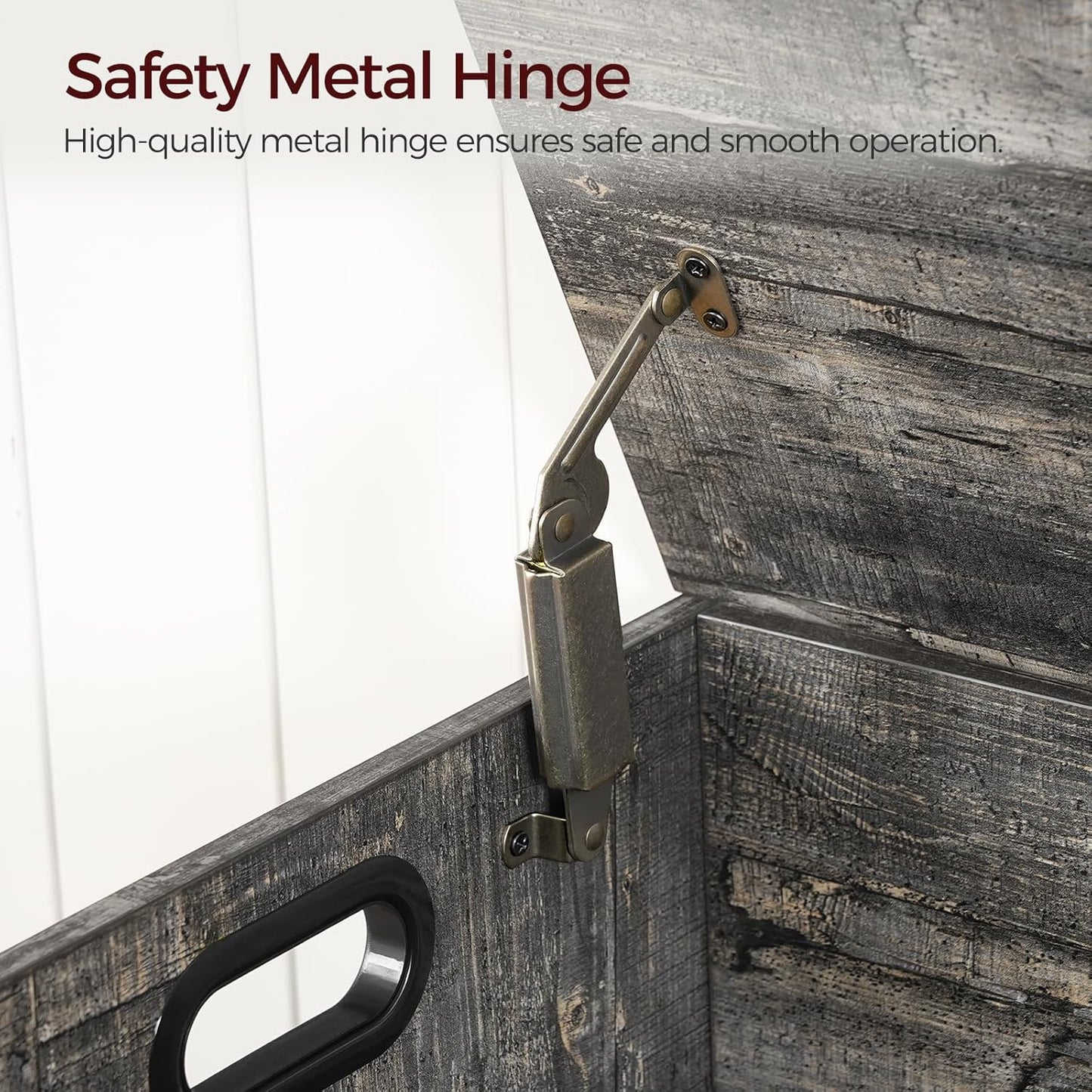 Storage Chest, 47.2” Large Toy Chest, Entryway Storage Trunk, Storage Bench with Safety Hinge, Entrance Bench for Living Room, Entrance, Bedroom, Vintage Gray SCRP48901