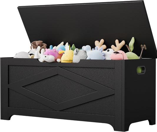 GarveeHome 39.4" Storage Chest, Wooden Storage Bench with Safety Hinges, Easy Assembly, Large Toy Chest for Entryway, Living Room, Bedroom