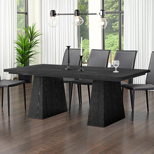 Round Dining Table for 4, 47" Wooden Kitchen Dinner Table Rustic, Farmhouse Table for Dining Room, Living Room, Gery