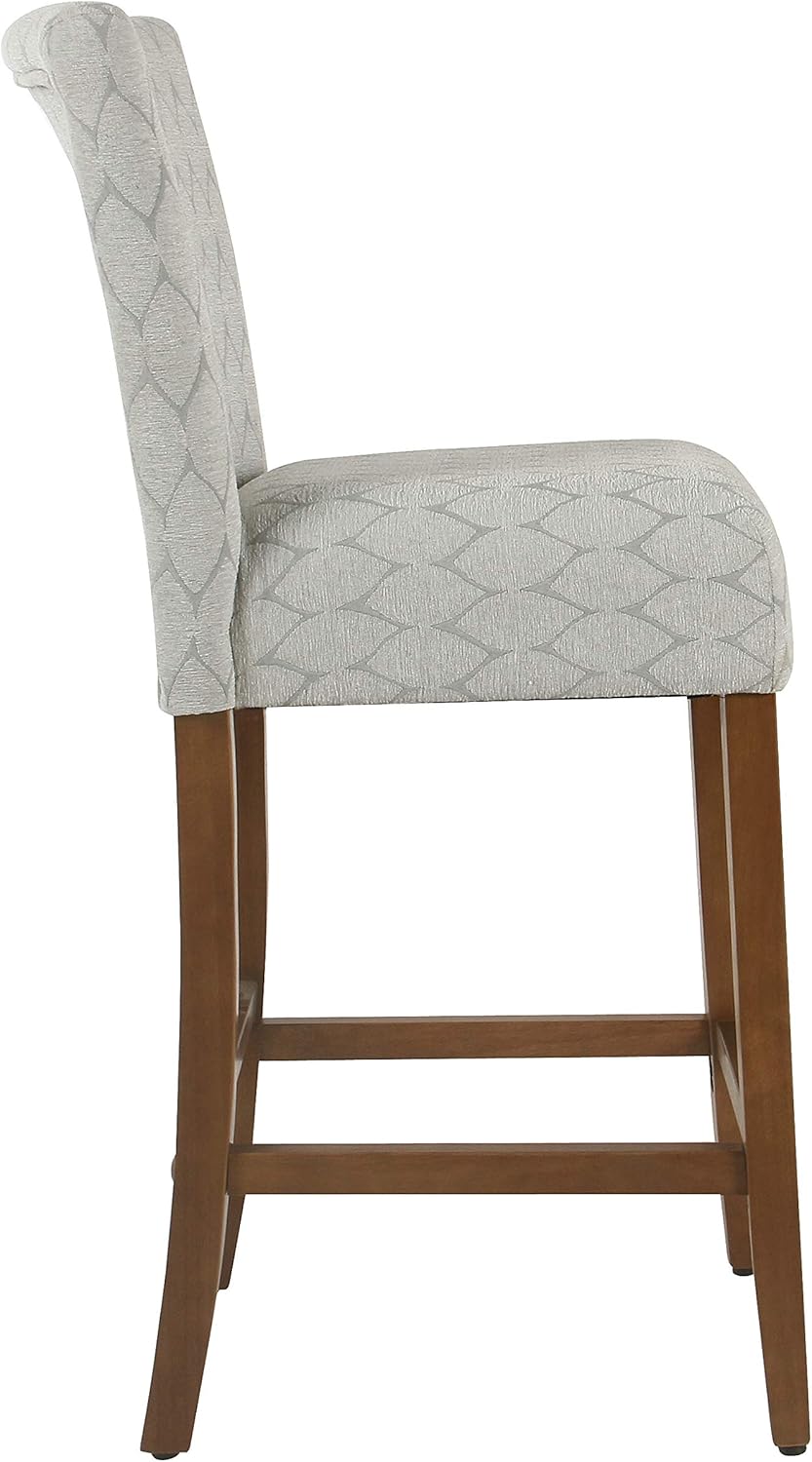 HomePop Upholstered Counter Height Barstool, 29-inch, Textured Grey