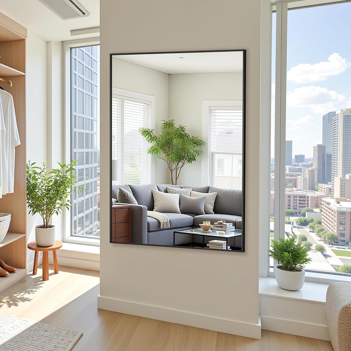 Bathroom Mirror 40" x 30", Large Rectangle Wall Mirror, Black Metal Frame Wall Mounted Mirrors for Bathroom, Vanity, Bedroom, Entryway Decor(Horizontal/Vertical)