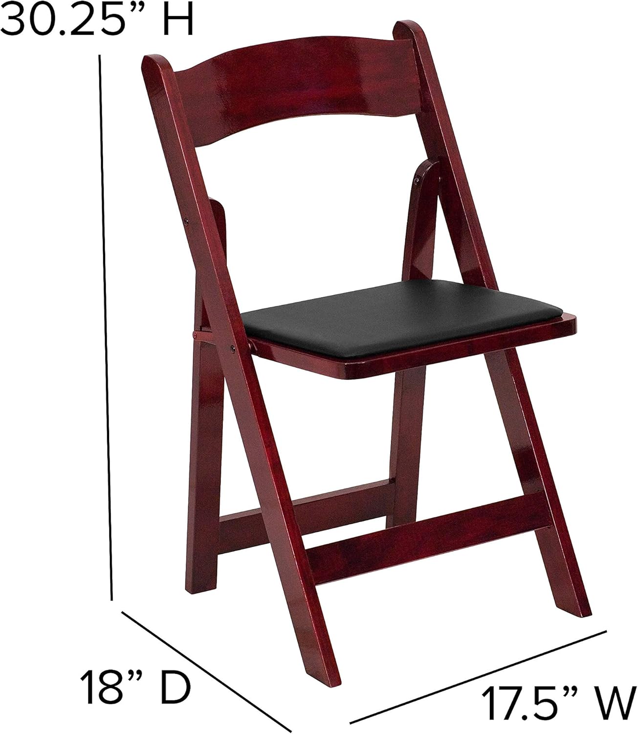 Flash Furniture 2 Pack HERCULES Series Mahogany Wood Folding Chair with Vinyl Padded Seat