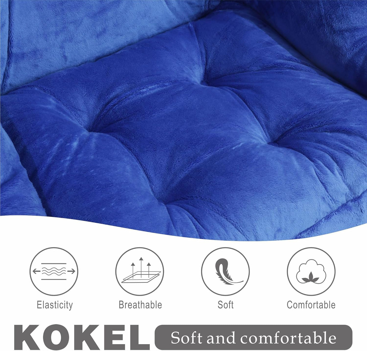 Kokel Lazy Chair with Folding Ottoman,Living Room Chairs (Blue-1248)
