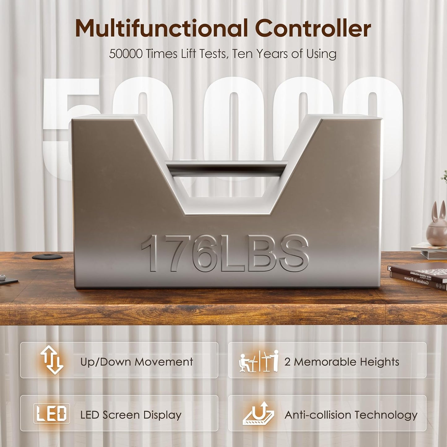 Monomi 55" Electric Standing Desk,Height Adjustable Home Office Sit Stand Up Computer PC Table,Tall Standup Workstation, Gaming Writing Study Bedroom Rising Desks,Brown