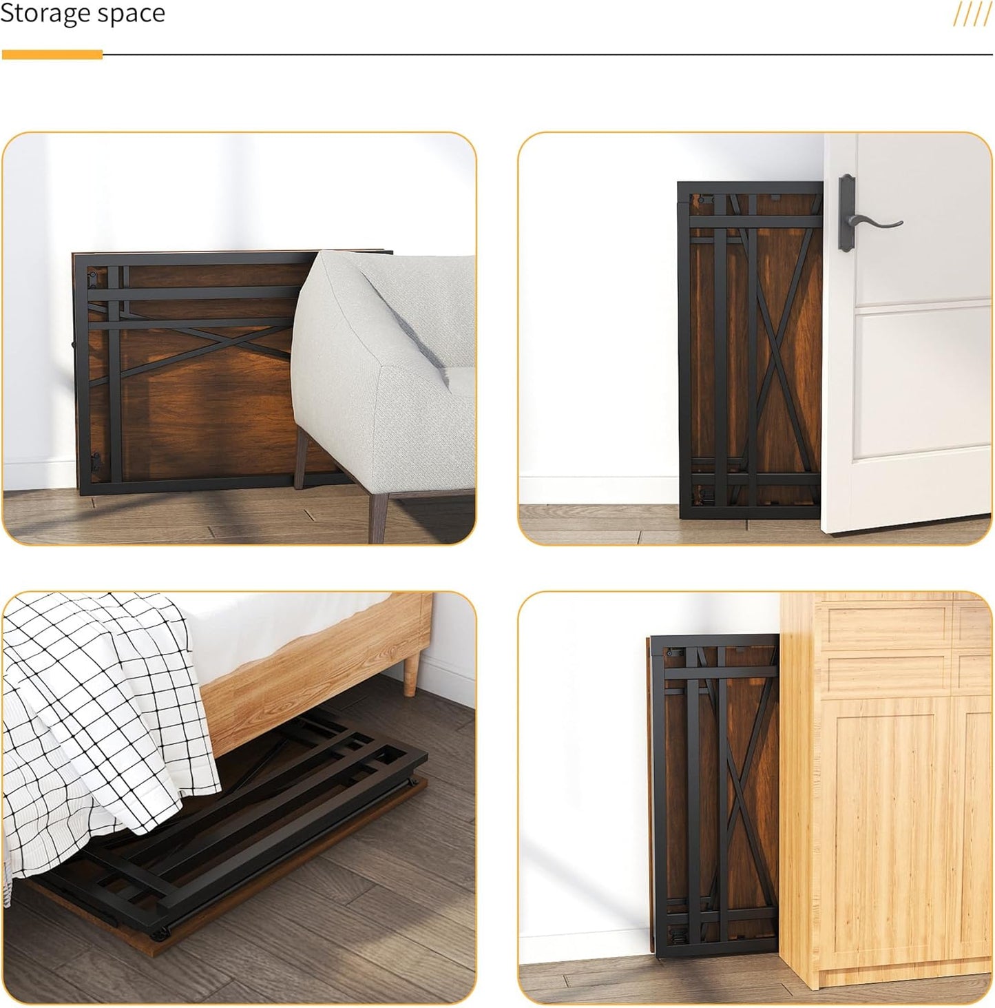 32 inch Folding Small Desk, Writing Gaming Computer Camping Desk for Small Spaces, No Assembly Required Home Office Desk, Mahogany