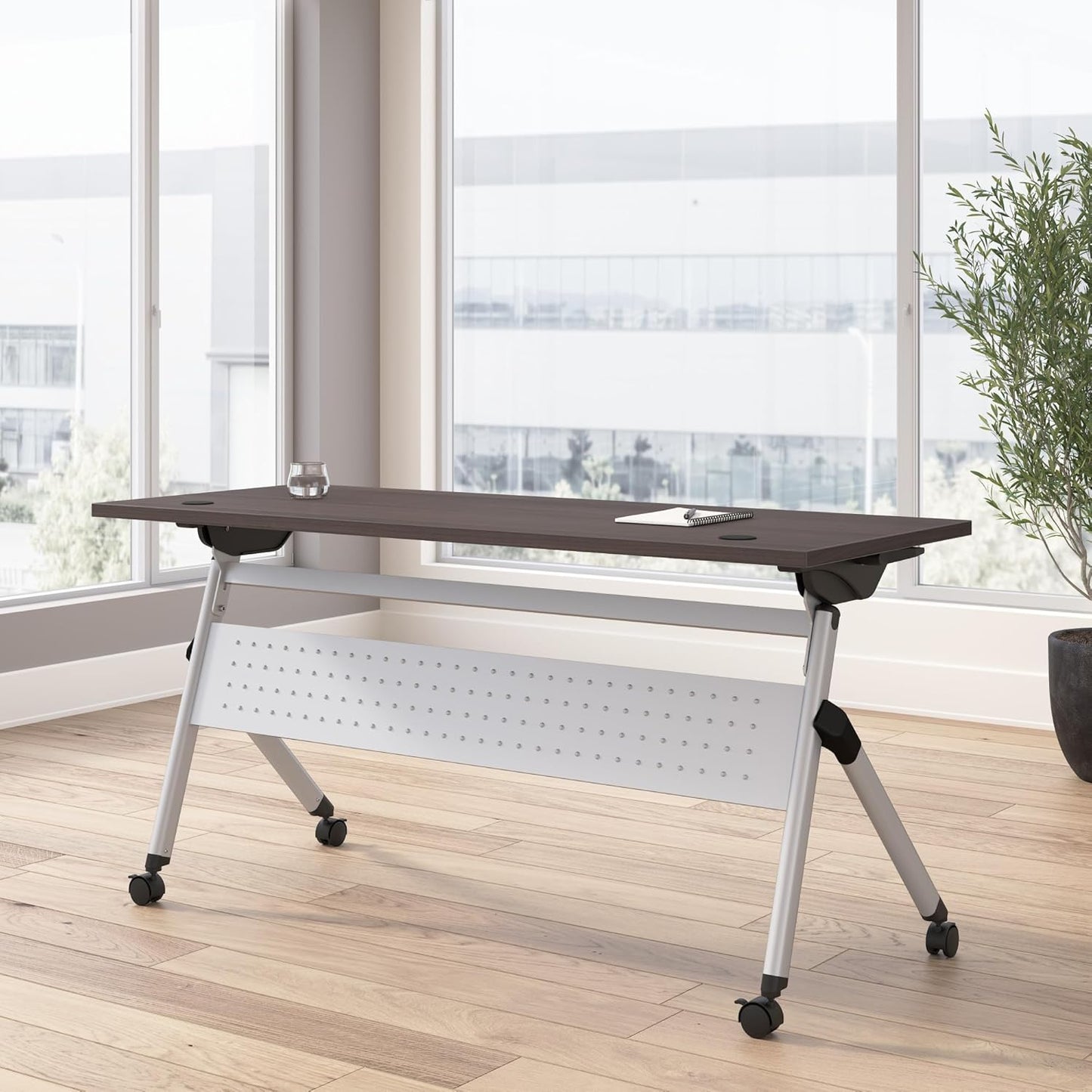 Bush Business Furniture Folding Training Table, 72 inch Desk, Commercial-Grade Bundle for Office or Classroom, Envision Collection, Gray