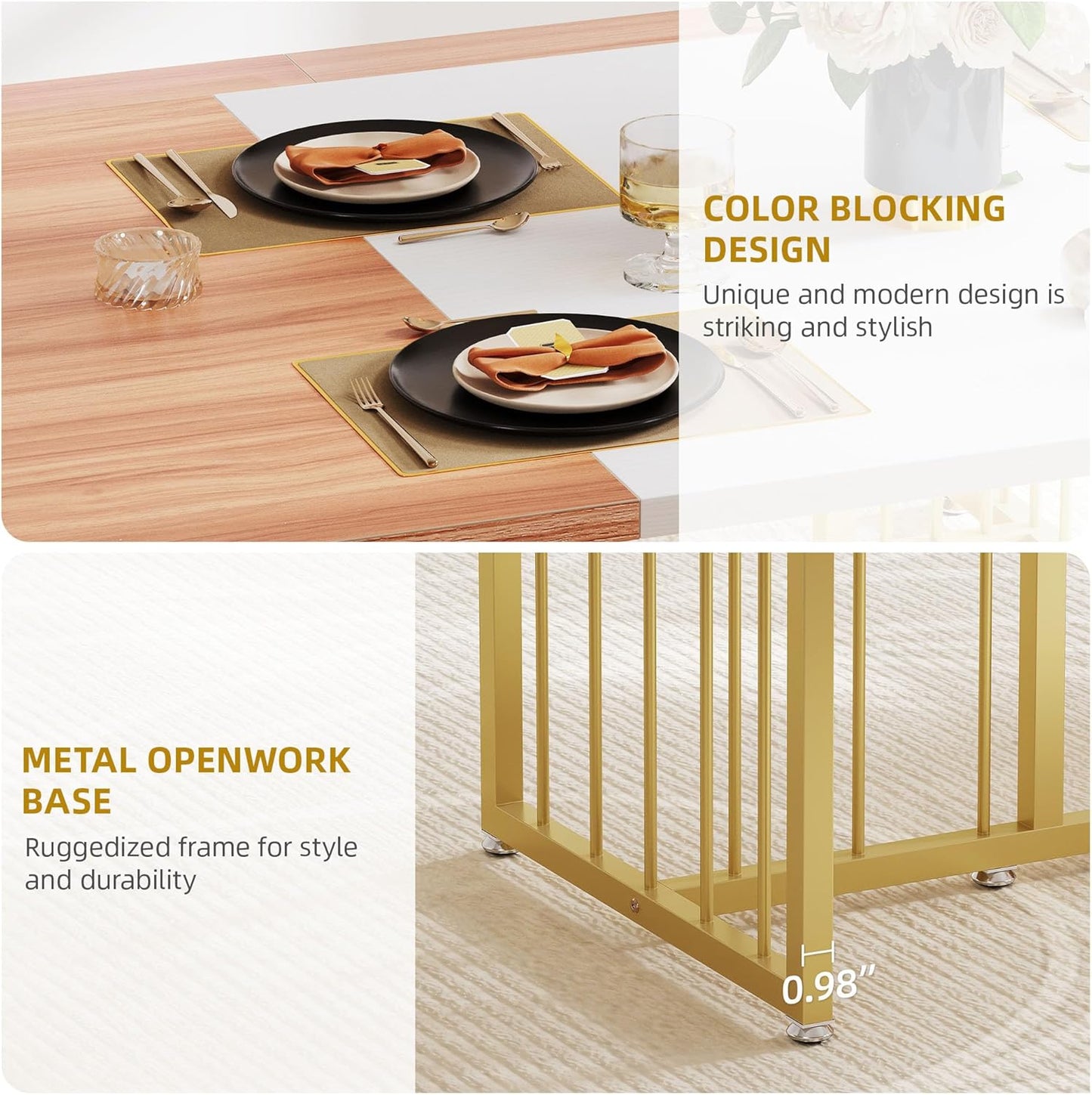 DWVO 3-Piece Dining Table Set for 6-8 People 63" Kitchen Table with 2 Benches Rectangular Farmhouse Dining Room Table Set for Home Kitchen Restaurant Apartment Walnut